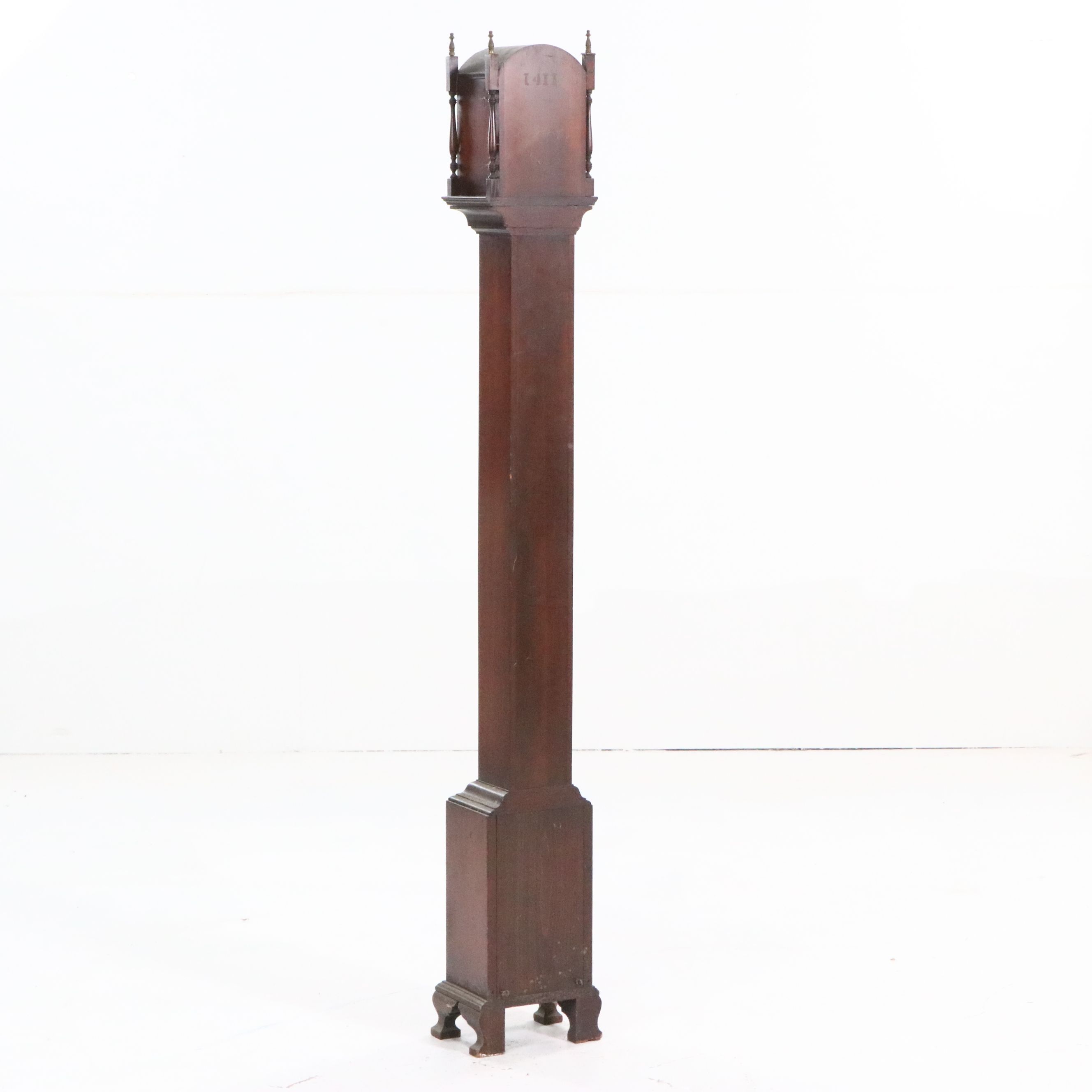 Georgian Style Mahogany Narrow Tall Case Clock, 20th Century