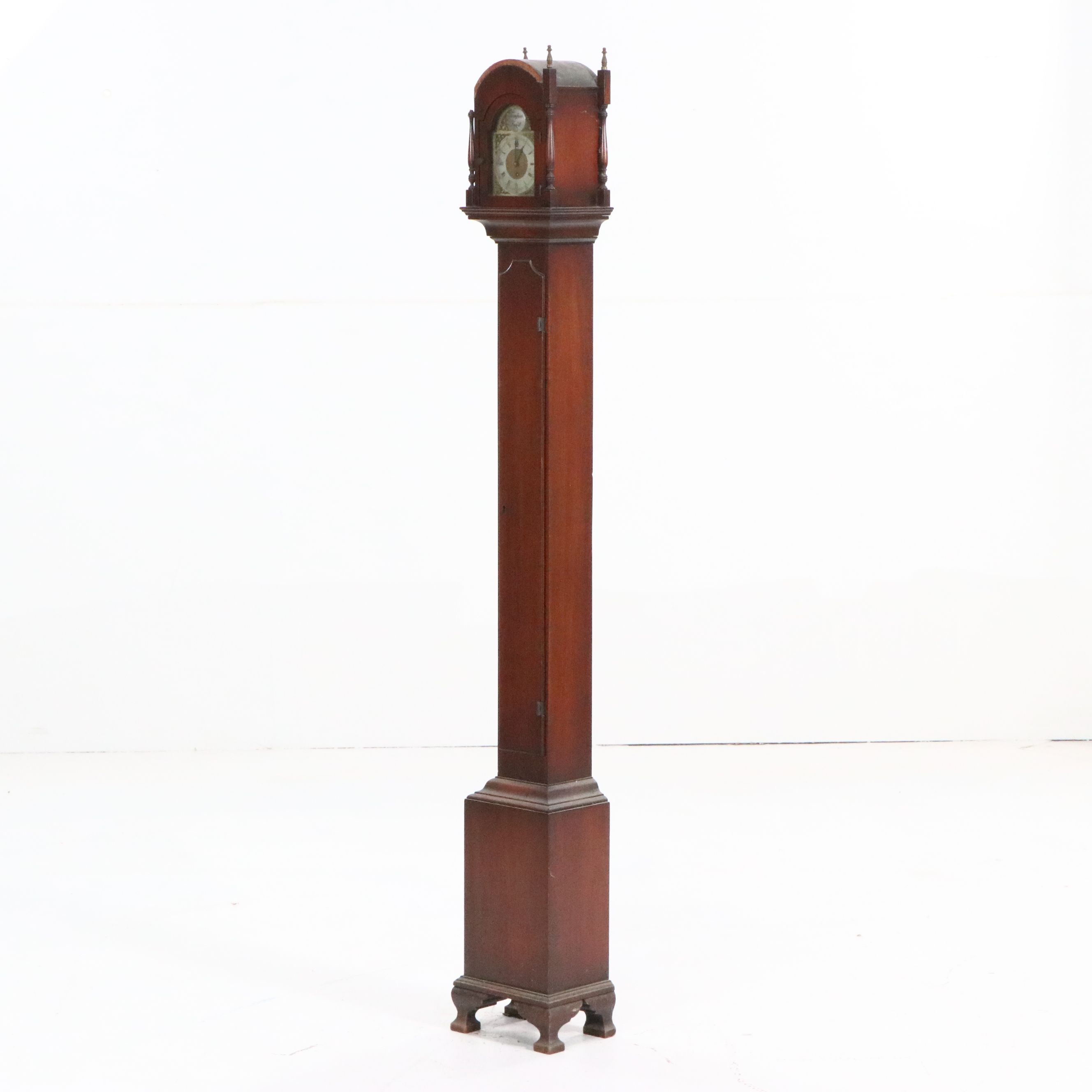 Georgian Style Mahogany Narrow Tall Case Clock, 20th Century