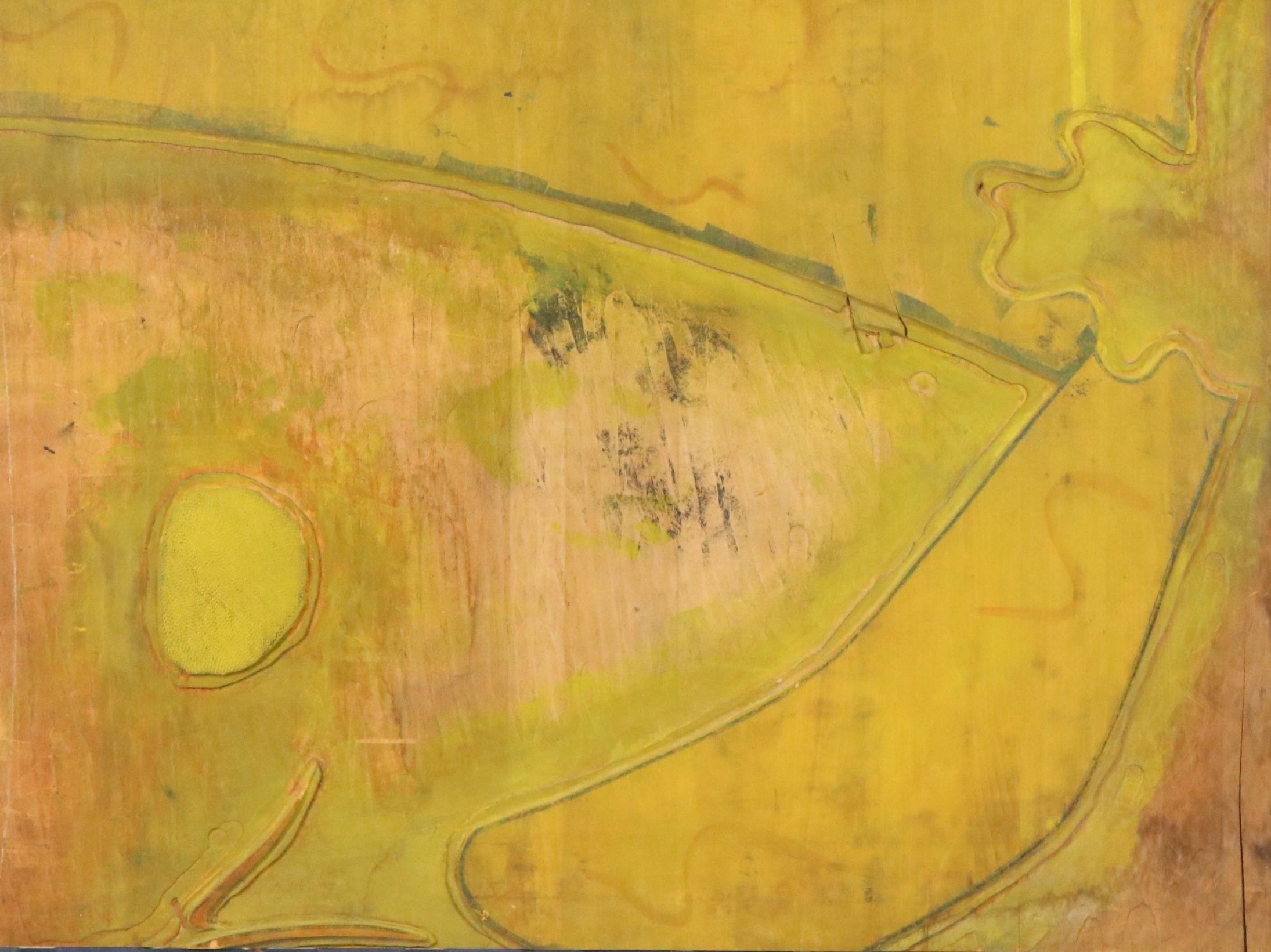 Landscape Carved Wood Print Plate, Mid-20th Century