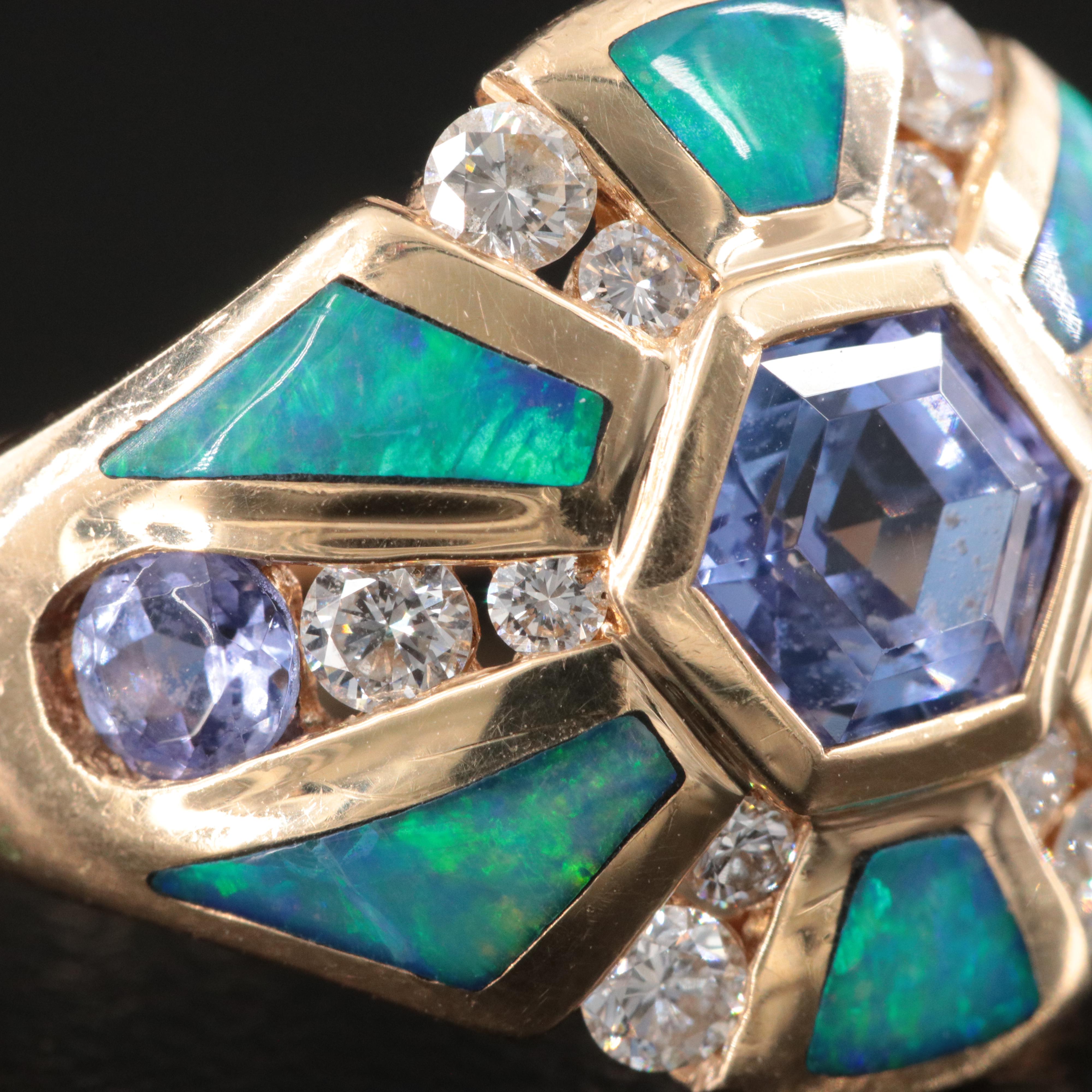 Kabana 14K Tanzanite, Diamond and Opal Doublet Ring