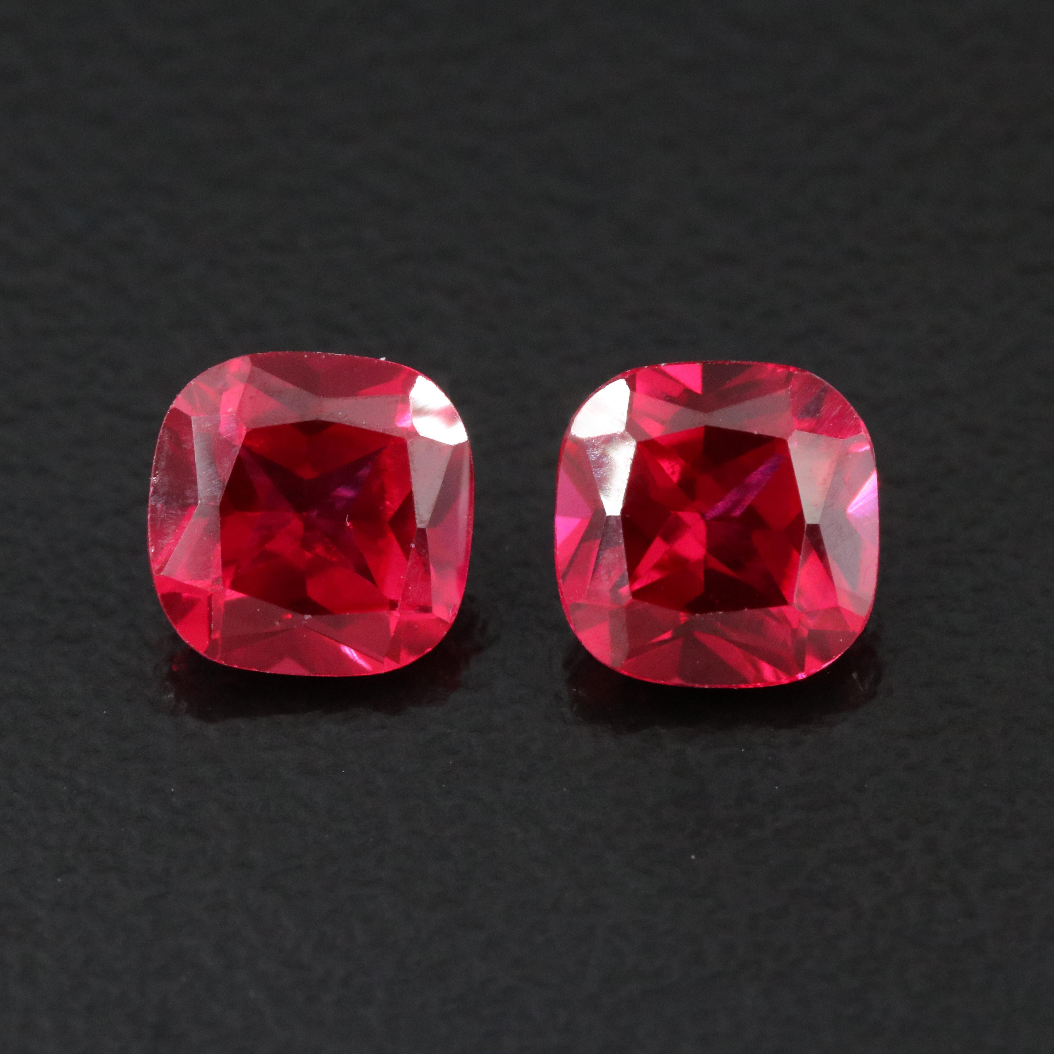 Loose 2.45 CTW Lab Grown Ruby Pair