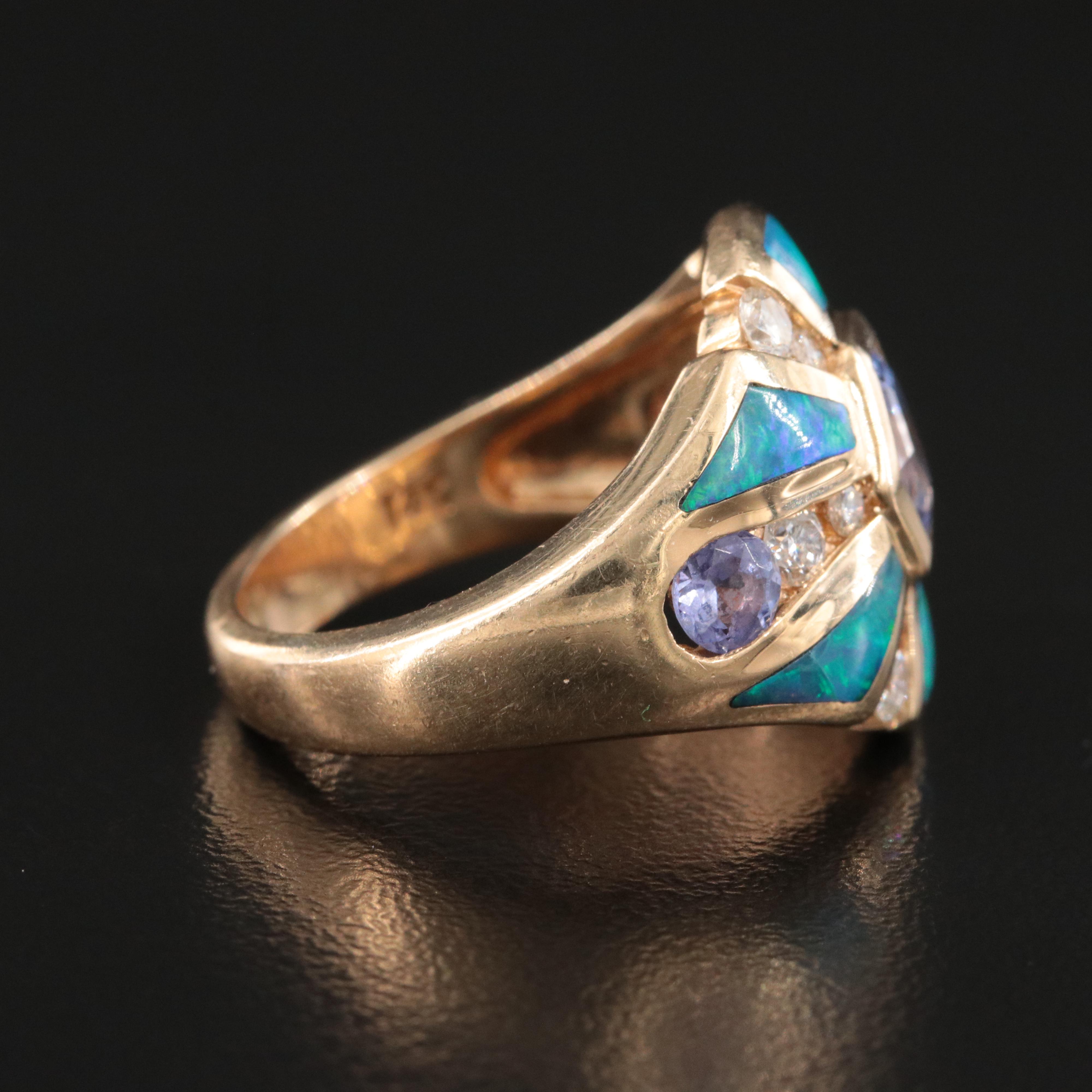 Kabana 14K Tanzanite, Diamond and Opal Doublet Ring