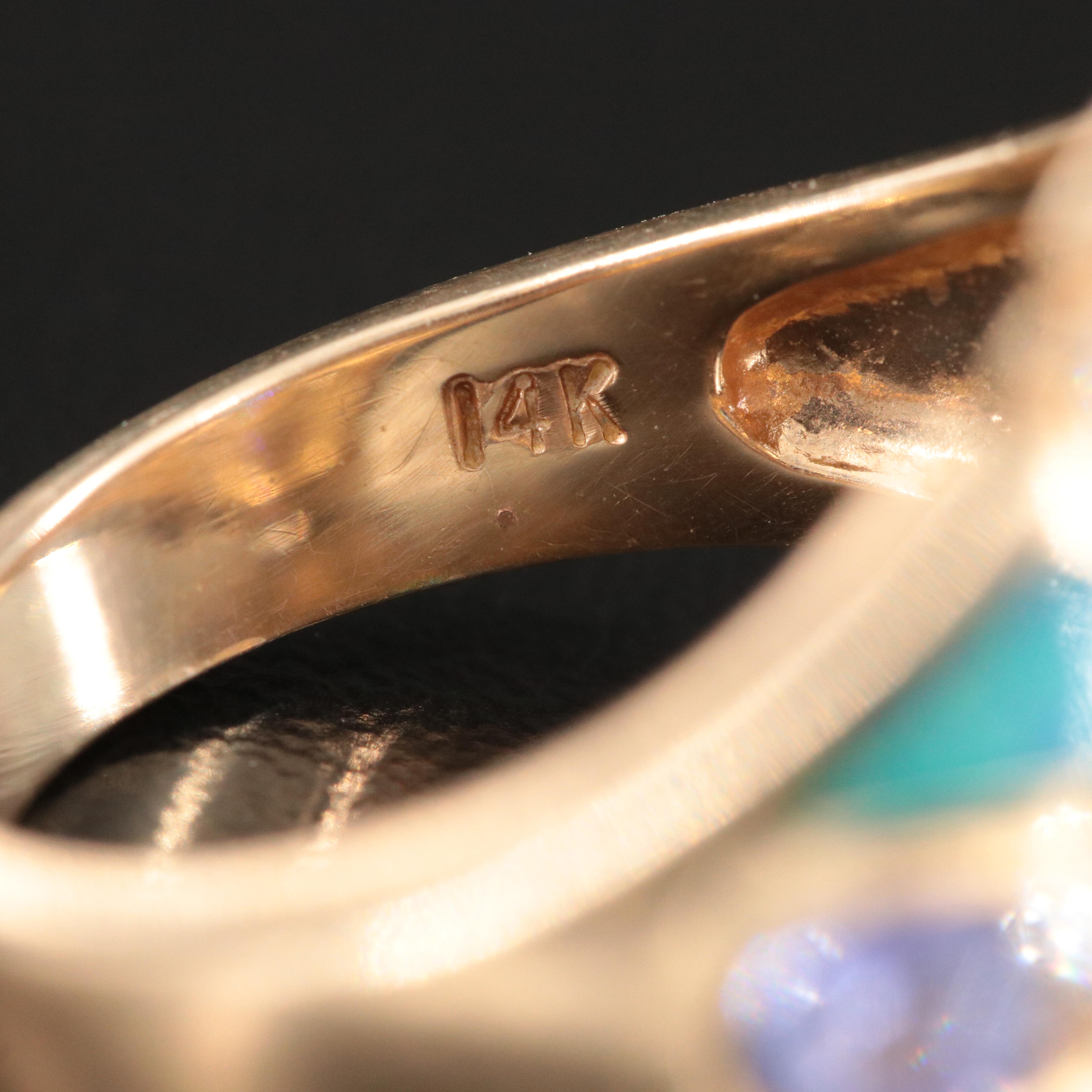 Kabana 14K Tanzanite, Diamond and Opal Doublet Ring