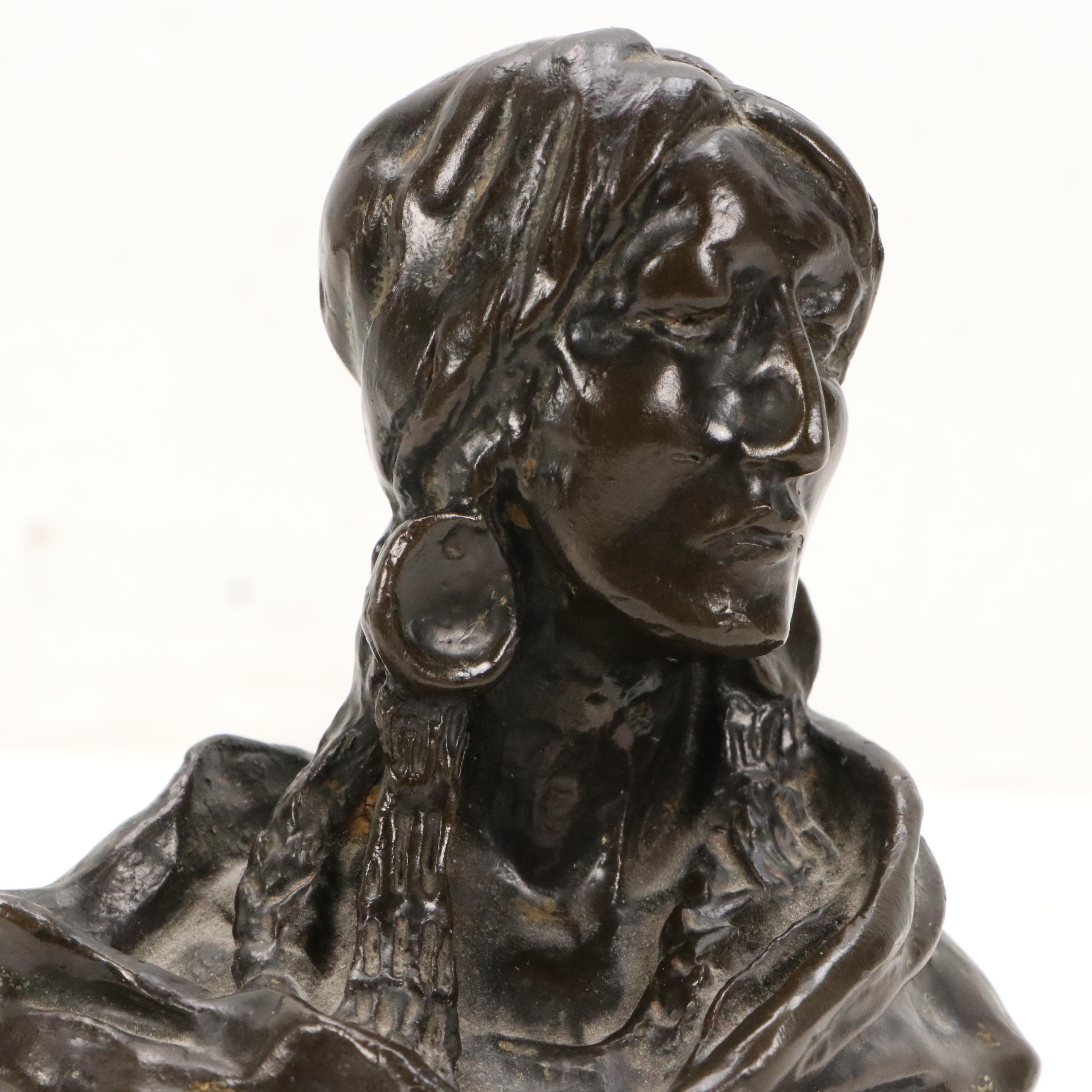 After Charles Marion Russell Bronze Bust "Piegan Woman"