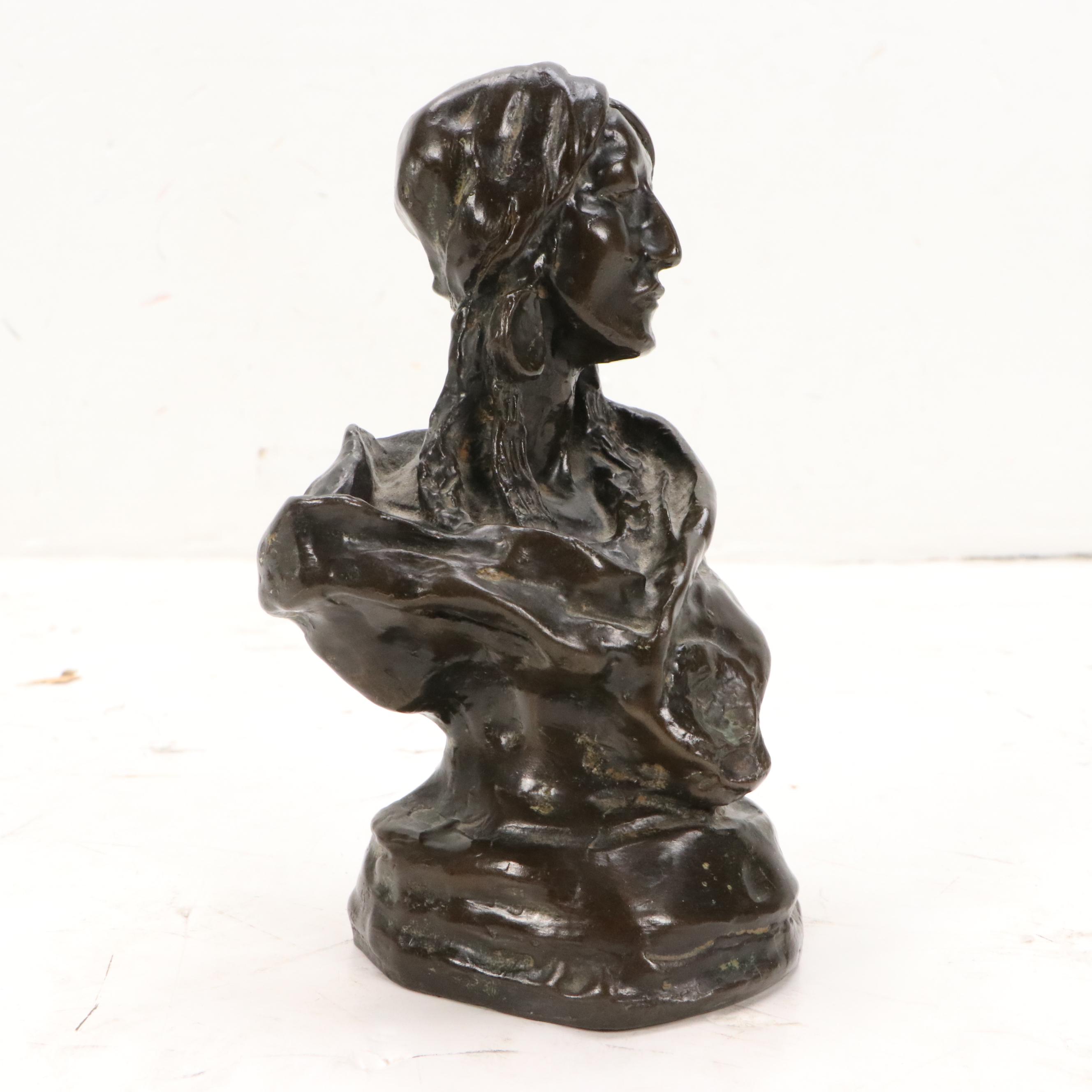 After Charles Marion Russell Bronze Bust "Piegan Woman"