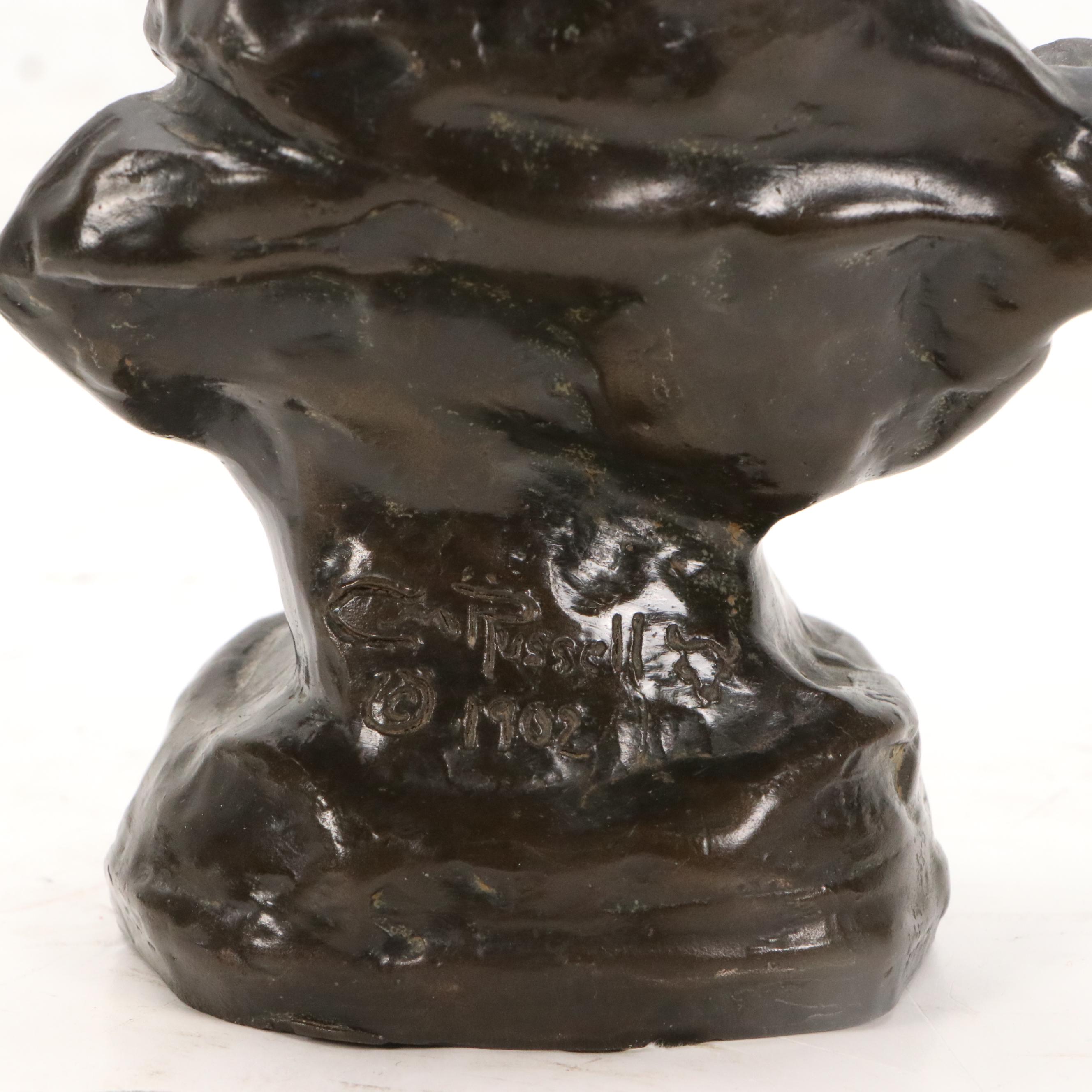 After Charles Marion Russell Bronze Bust "Piegan Woman"