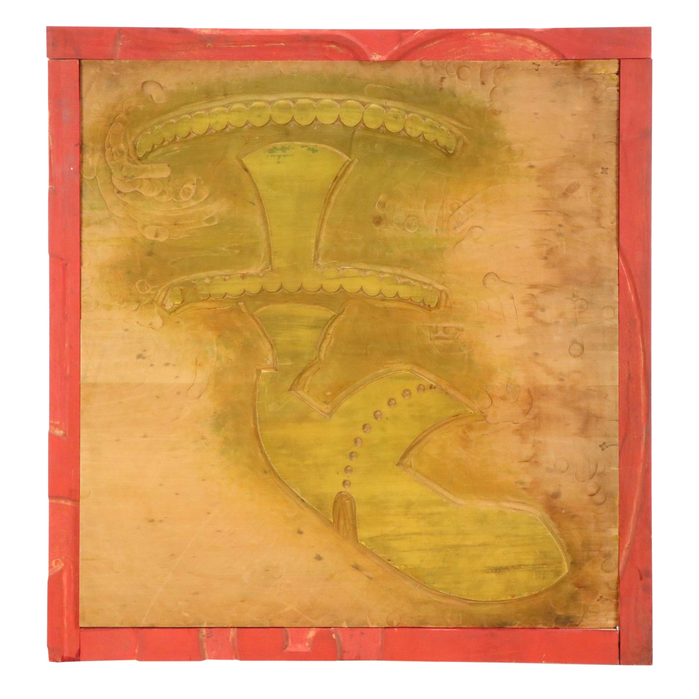 Carved Wood Print Plate, Mid-20th Century