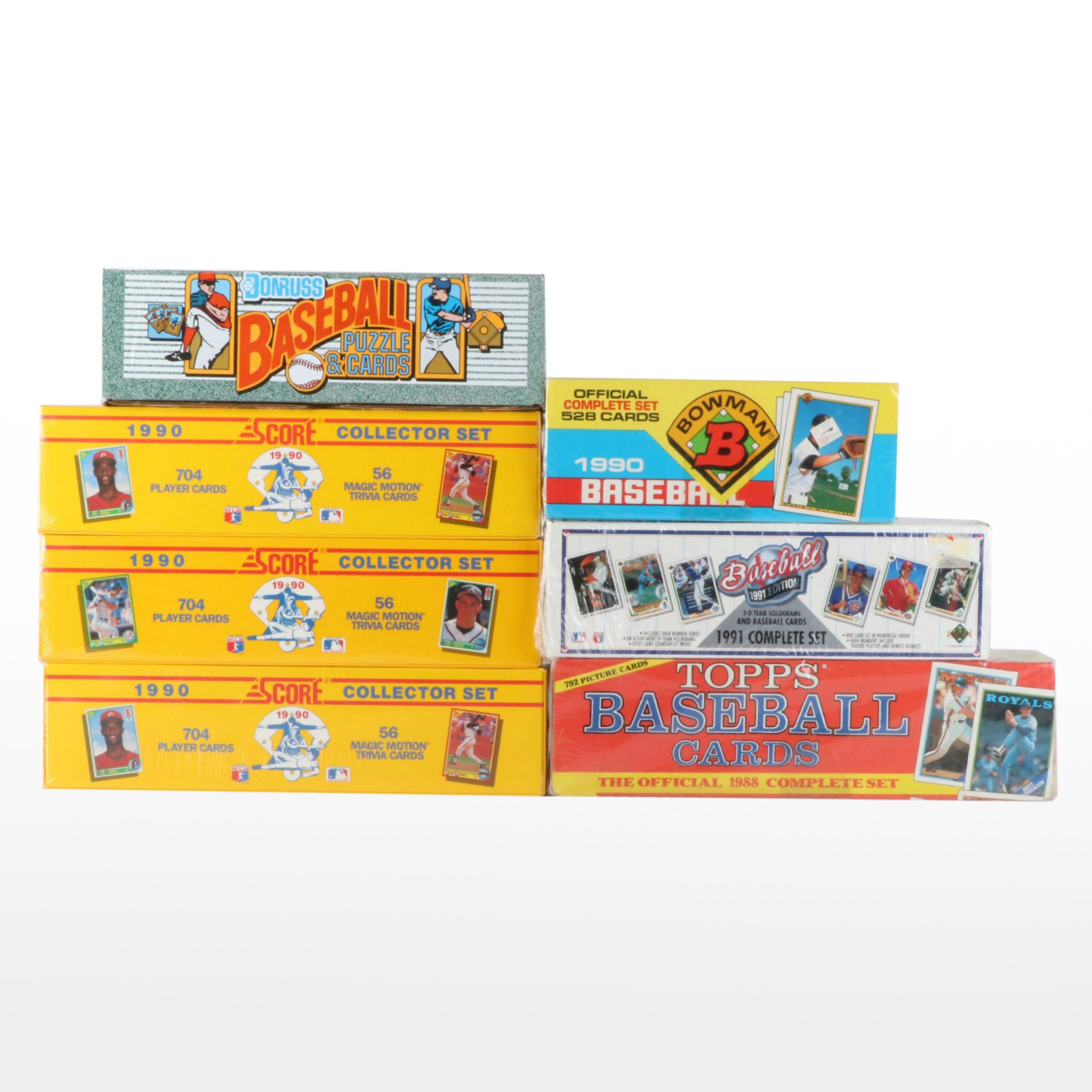 Seven Boxes of Baseball Card Full Sets, 1988 to 1991