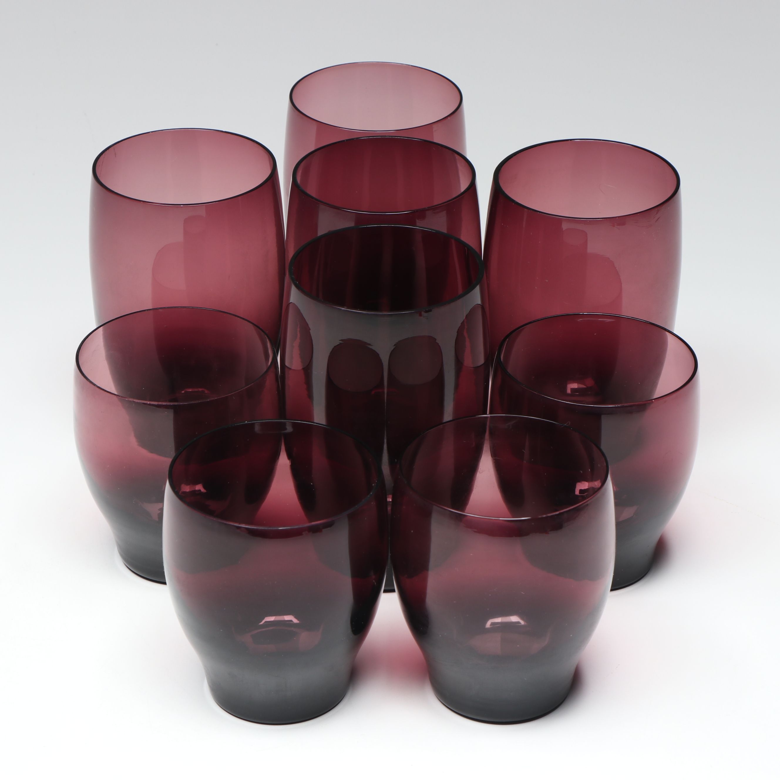 Iittala Blown Amethyst Glass Tumblers and Iced Tea Glasses