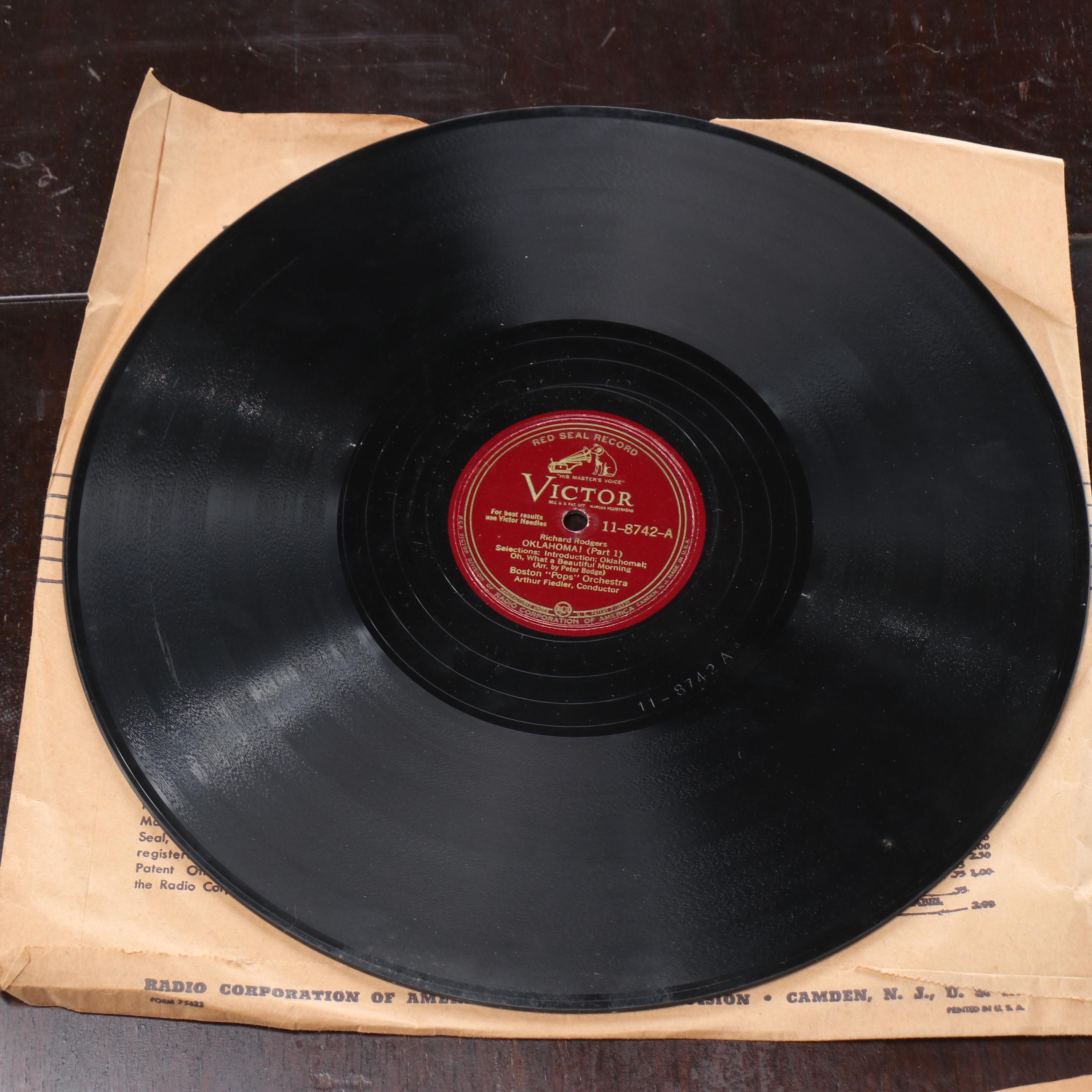 Kimball Walnut Cabinet Phonograph with Vinyl Records, Early 20th Century