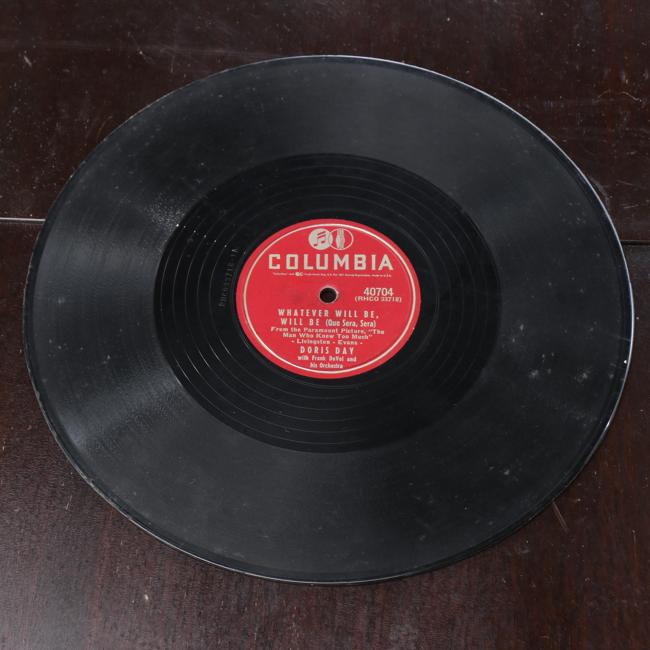 Kimball Walnut Cabinet Phonograph with Vinyl Records, Early 20th Century