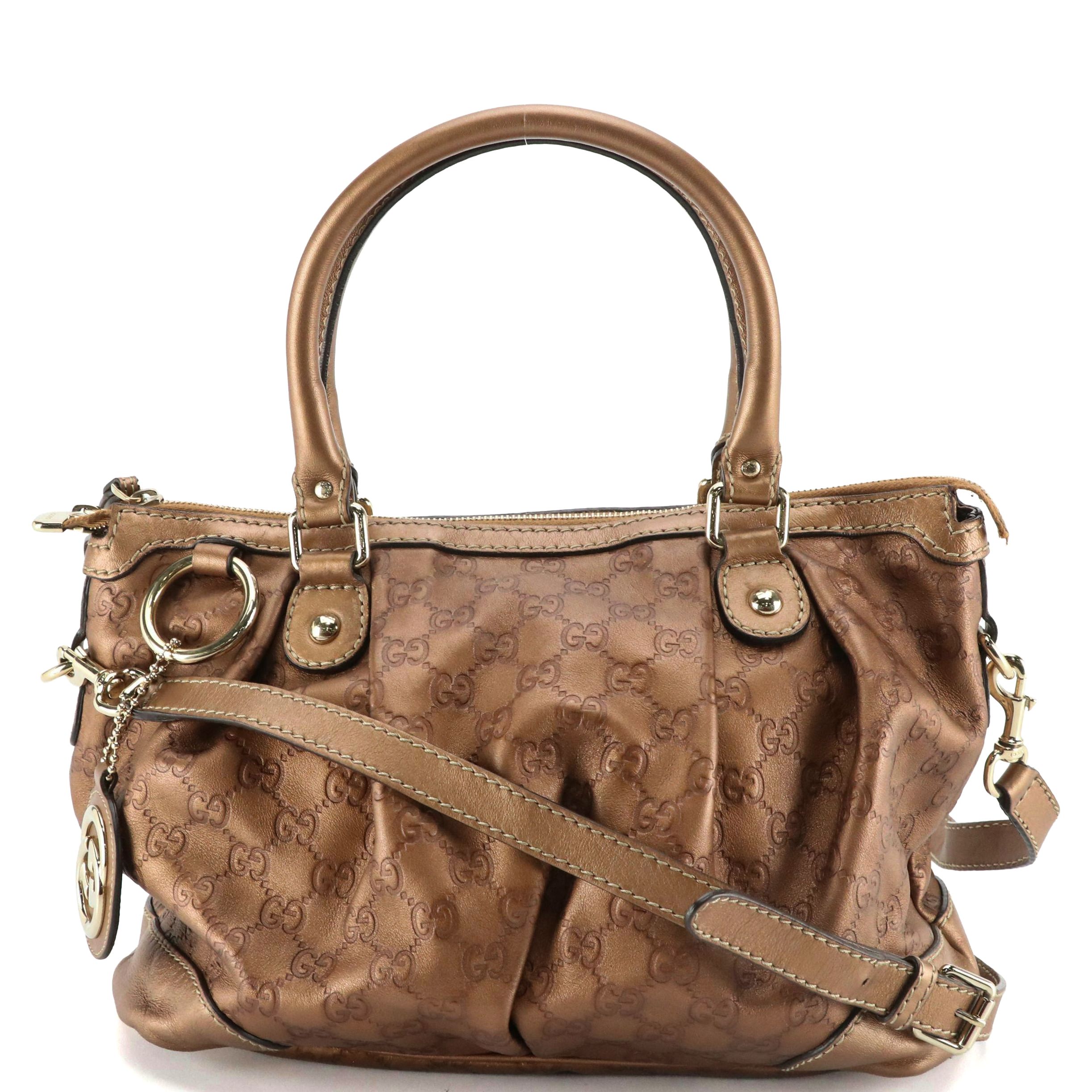 Gucci Medium Sukey Two-Way Bag in Bronze Guccissima Leather