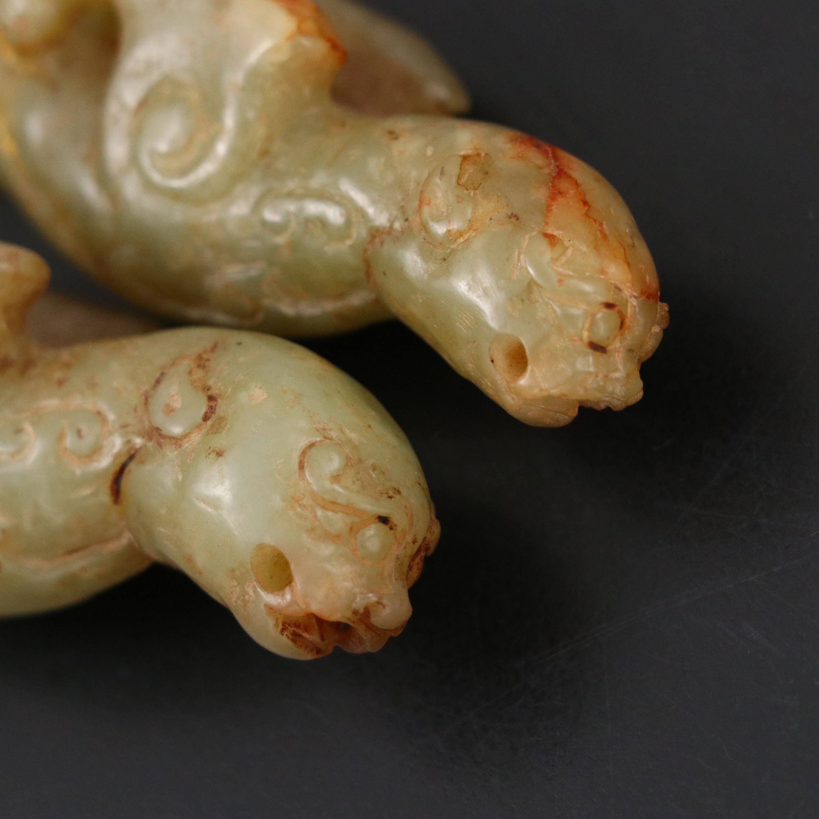 Archaic Chinese Carved Jade Zhulong Dragons
