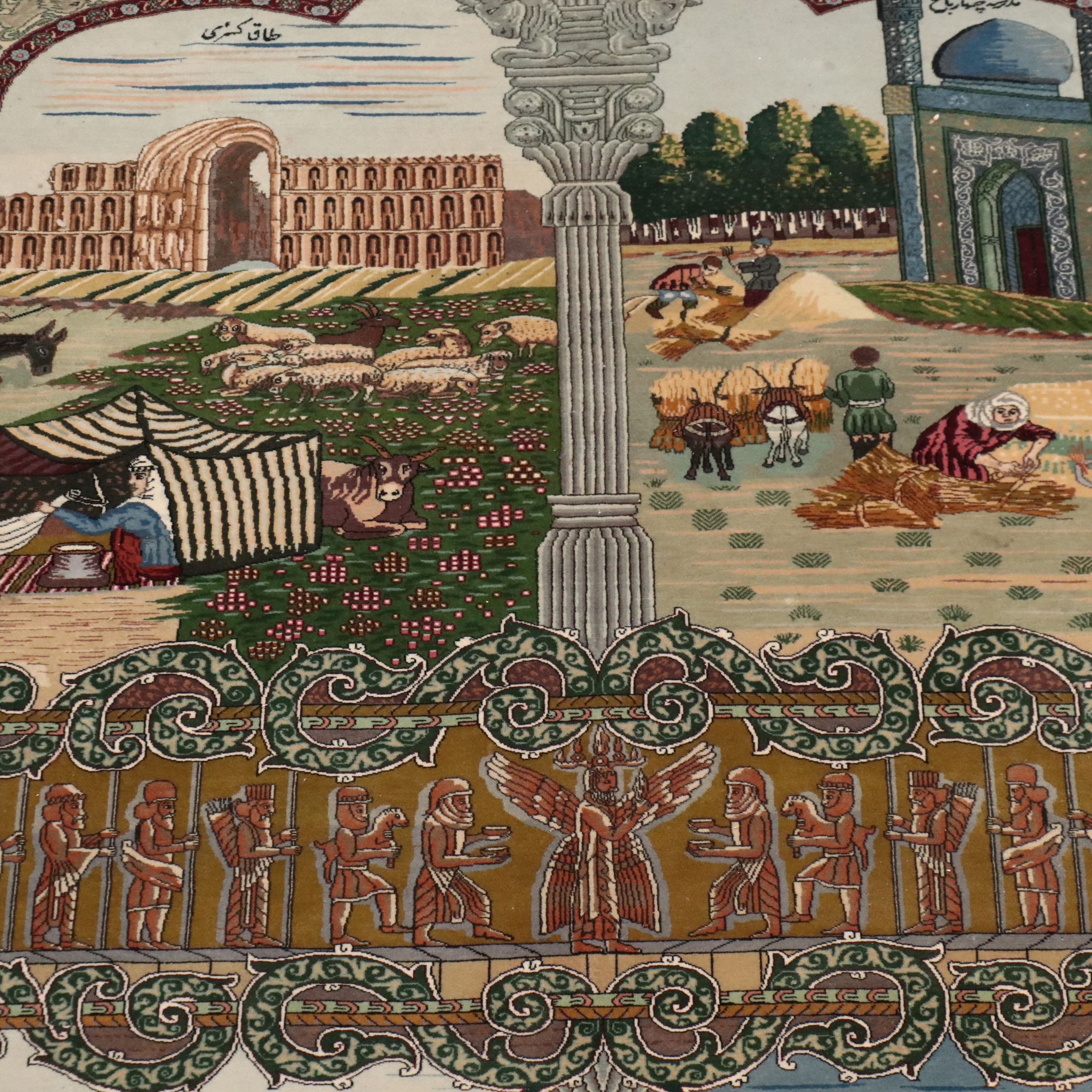 6'5 x 10'2 Hand-Knotted Signed Persian Tabriz Pictorial Area Rug