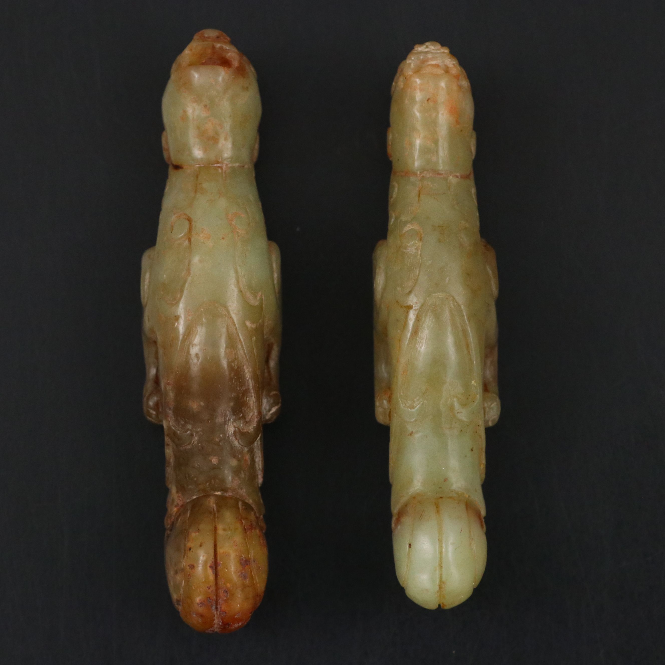 Archaic Chinese Carved Jade Zhulong Dragons