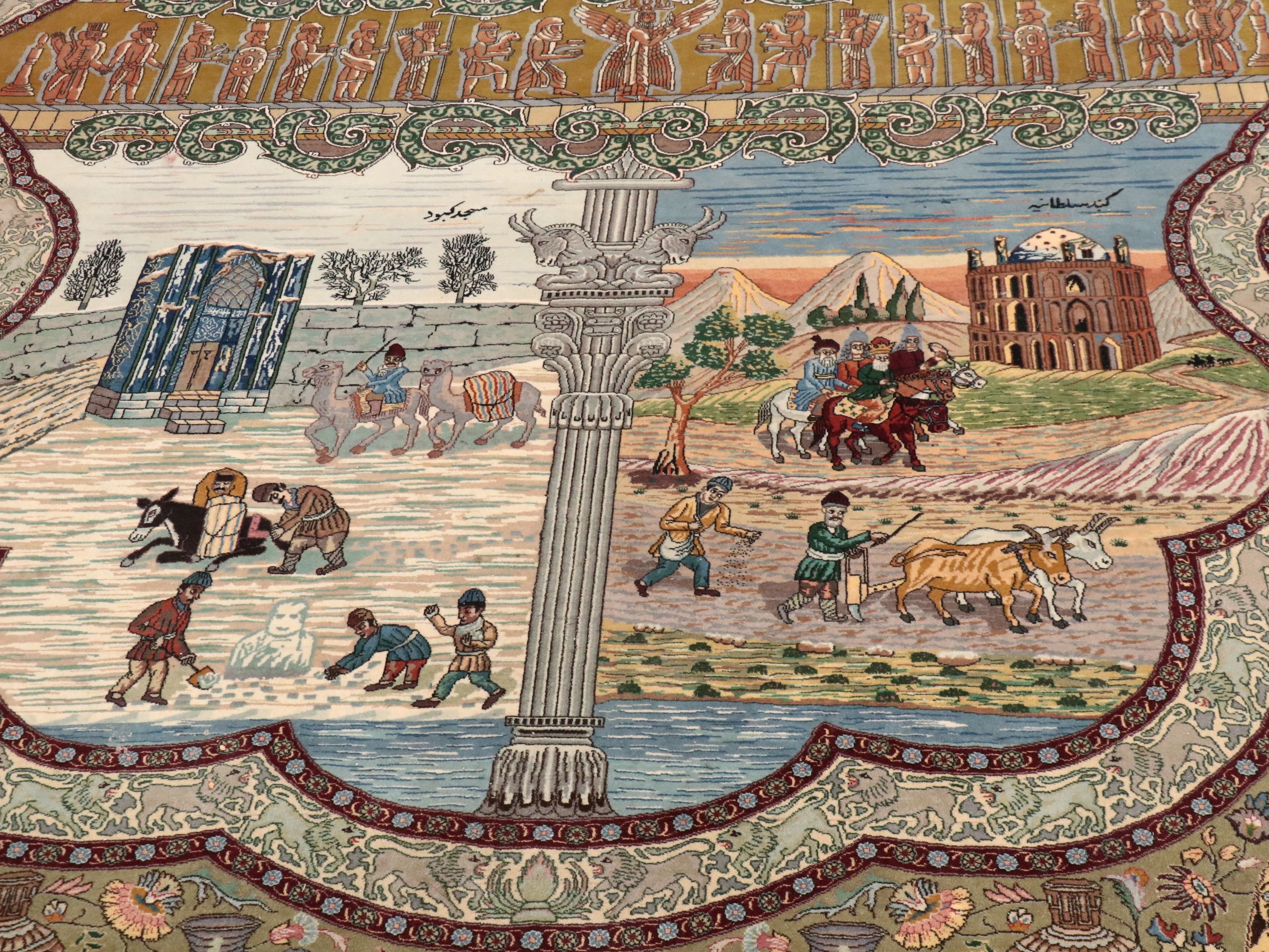 6'5 x 10'2 Hand-Knotted Signed Persian Tabriz Pictorial Area Rug