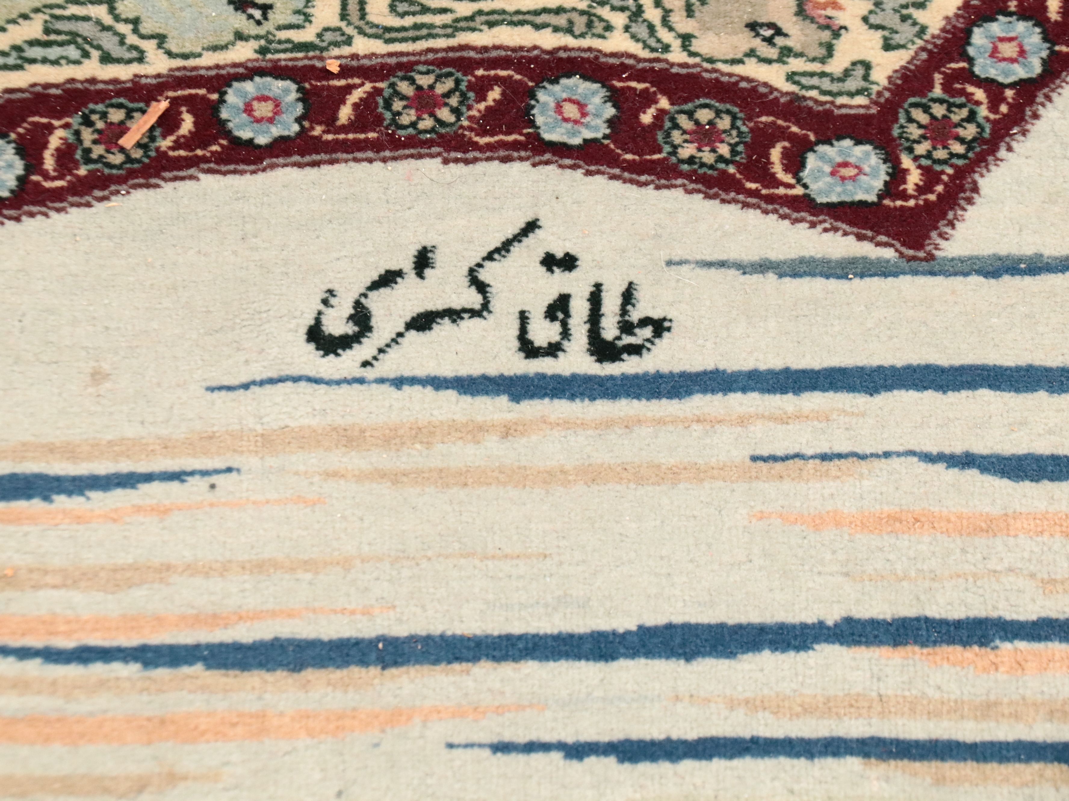 6'5 x 10'2 Hand-Knotted Signed Persian Tabriz Pictorial Area Rug