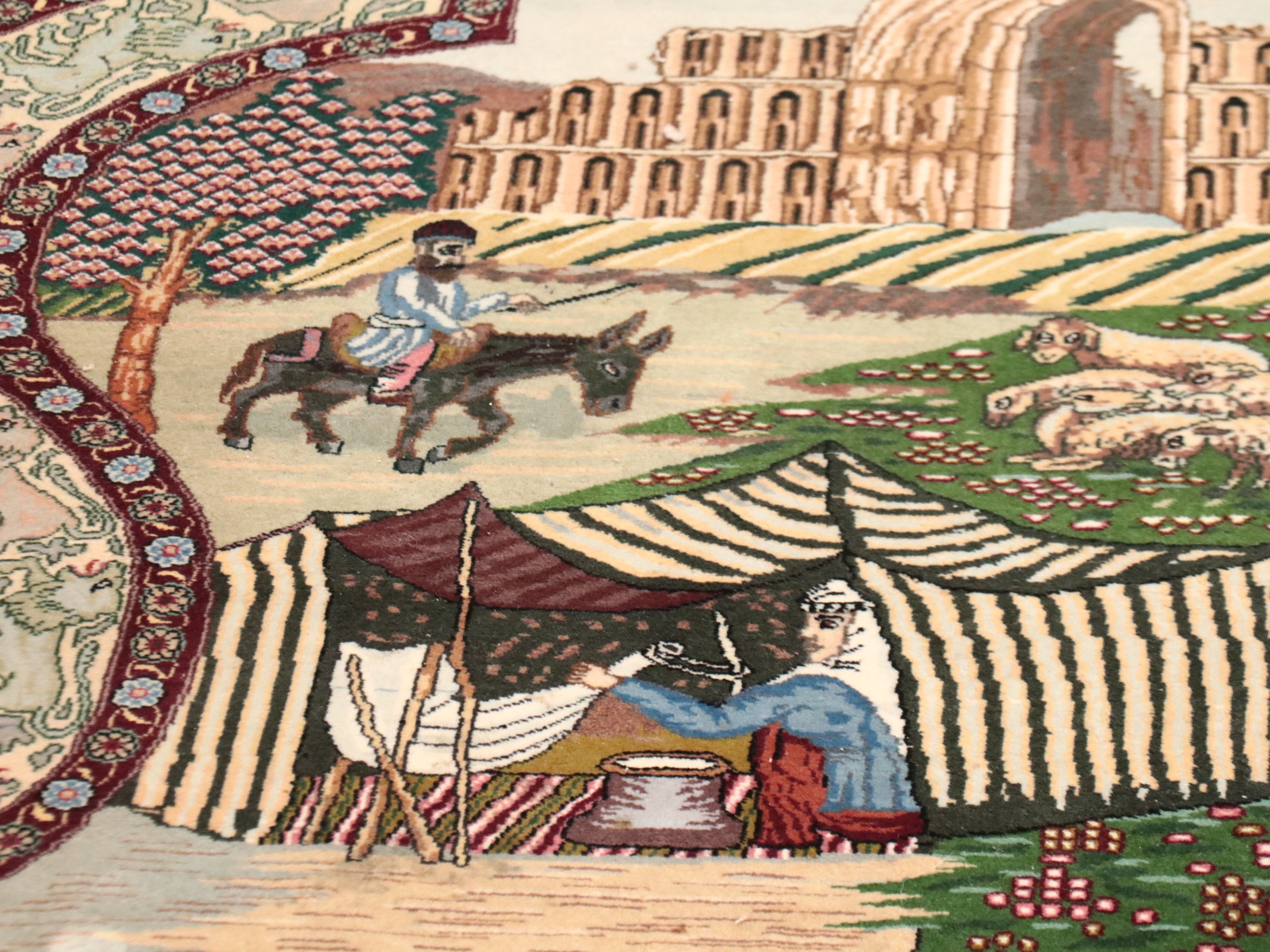 6'5 x 10'2 Hand-Knotted Signed Persian Tabriz Pictorial Area Rug