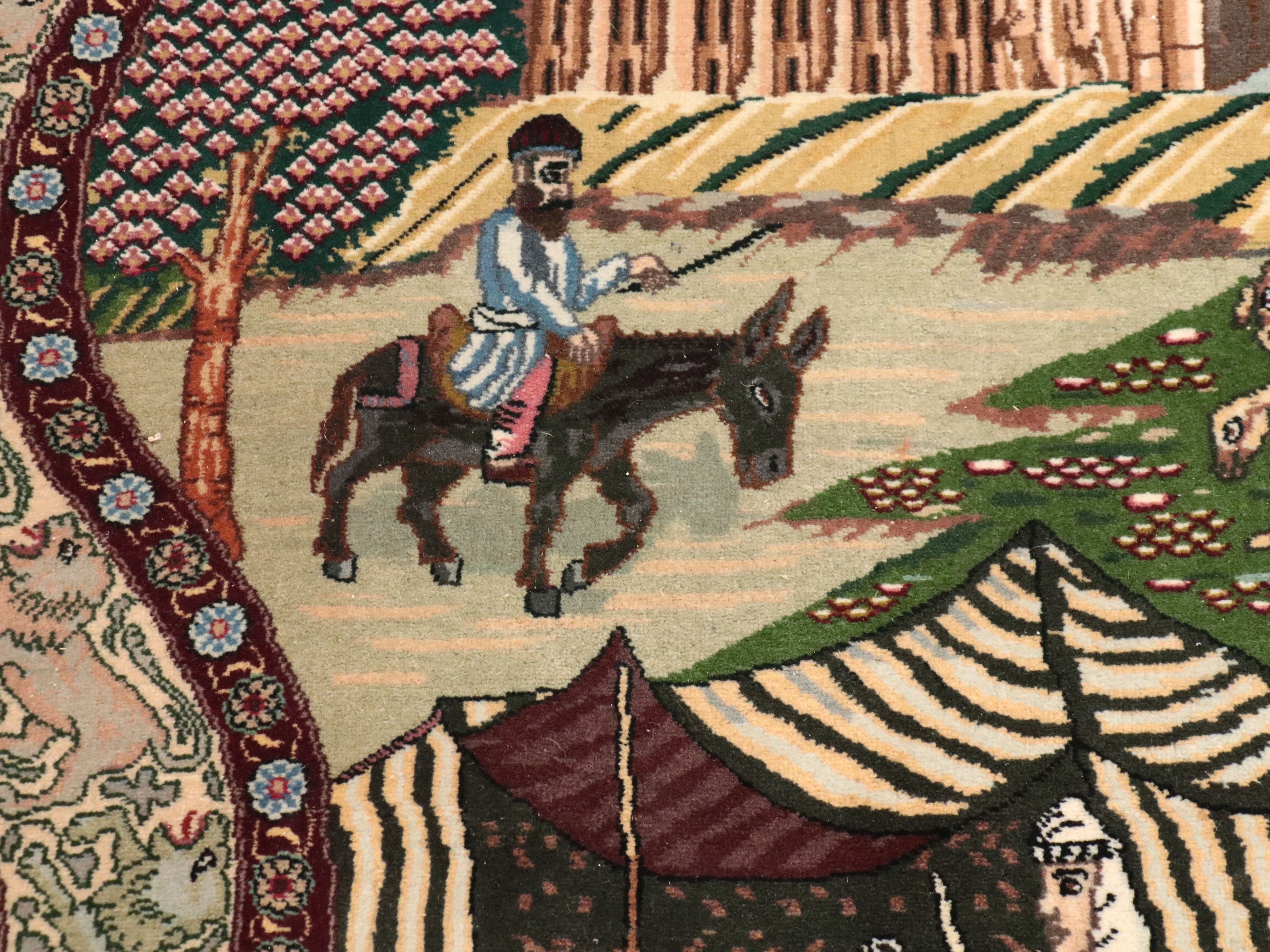 6'5 x 10'2 Hand-Knotted Signed Persian Tabriz Pictorial Area Rug