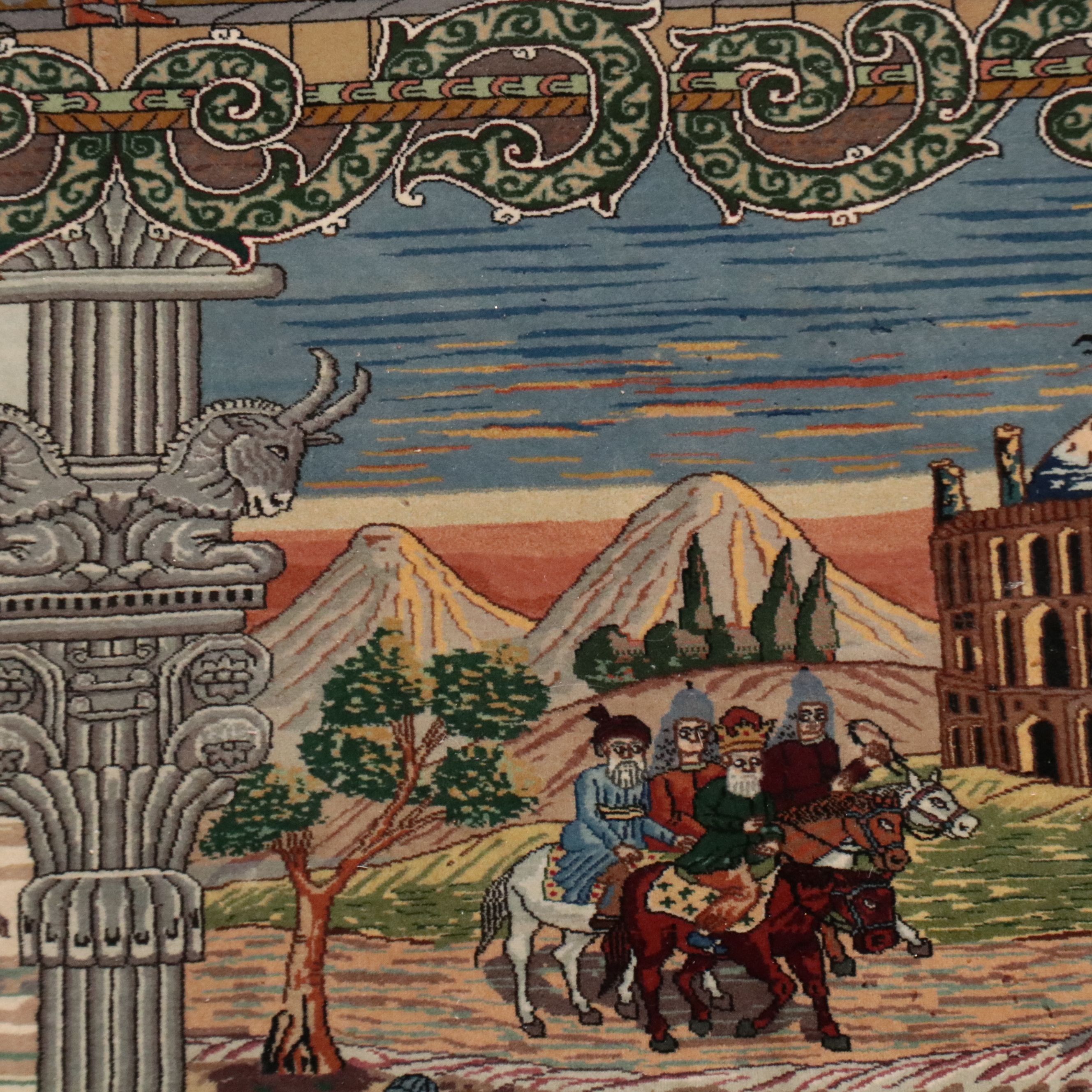 6'5 x 10'2 Hand-Knotted Signed Persian Tabriz Pictorial Area Rug