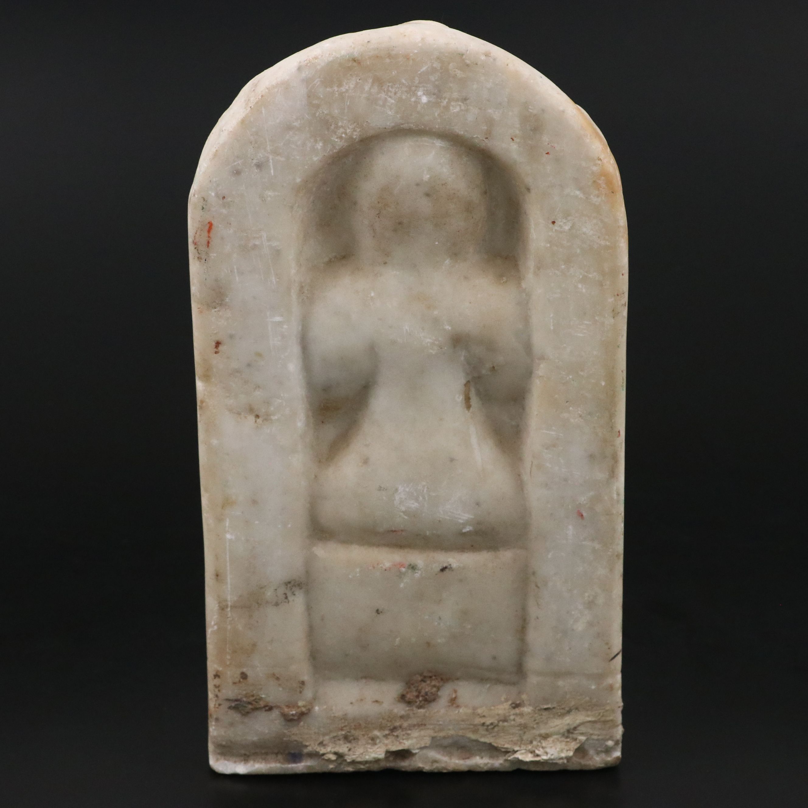 Antique Rajasthani Hindi Carved Marble Stele of Brahma, 19th Century