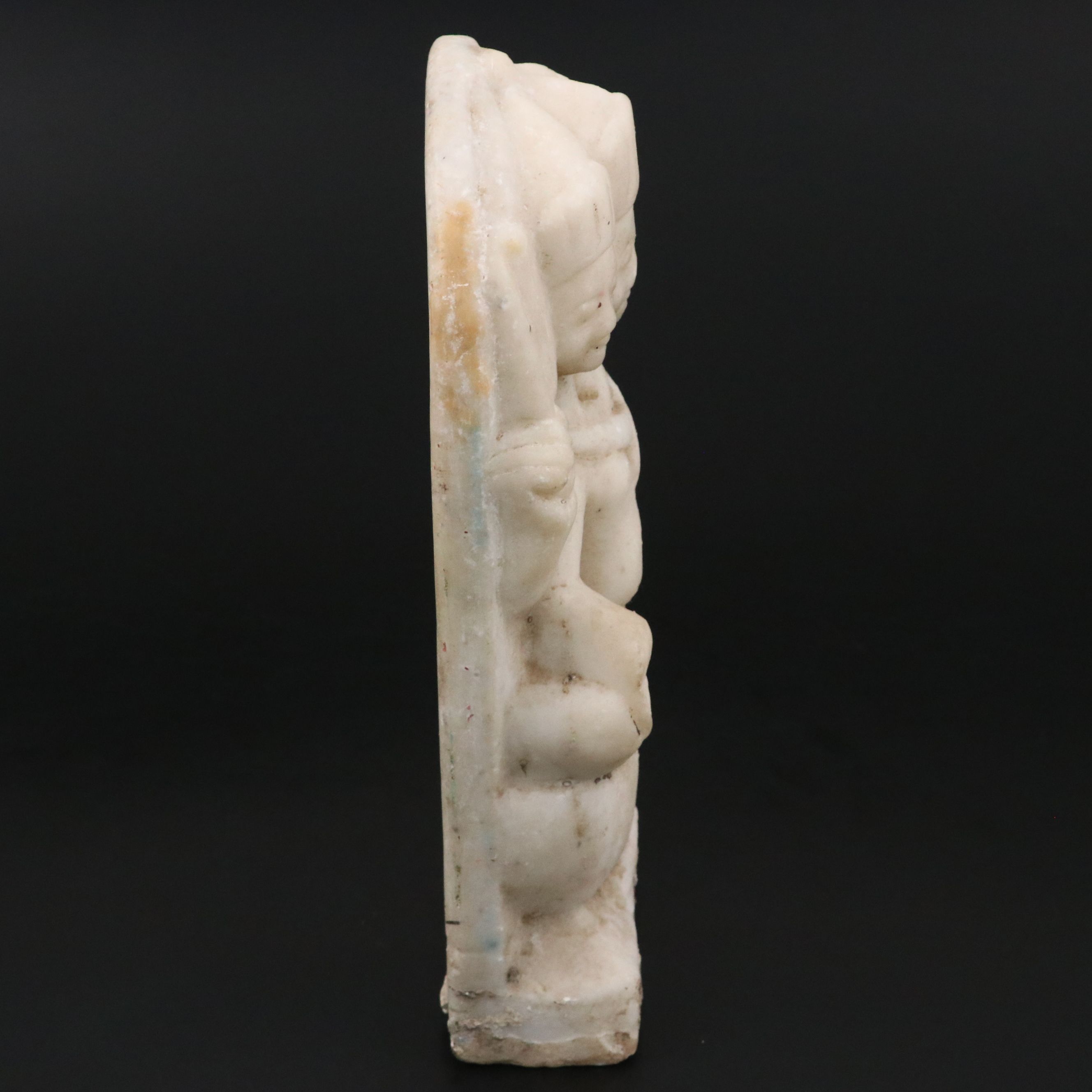 Antique Rajasthani Hindi Carved Marble Stele of Brahma, 19th Century