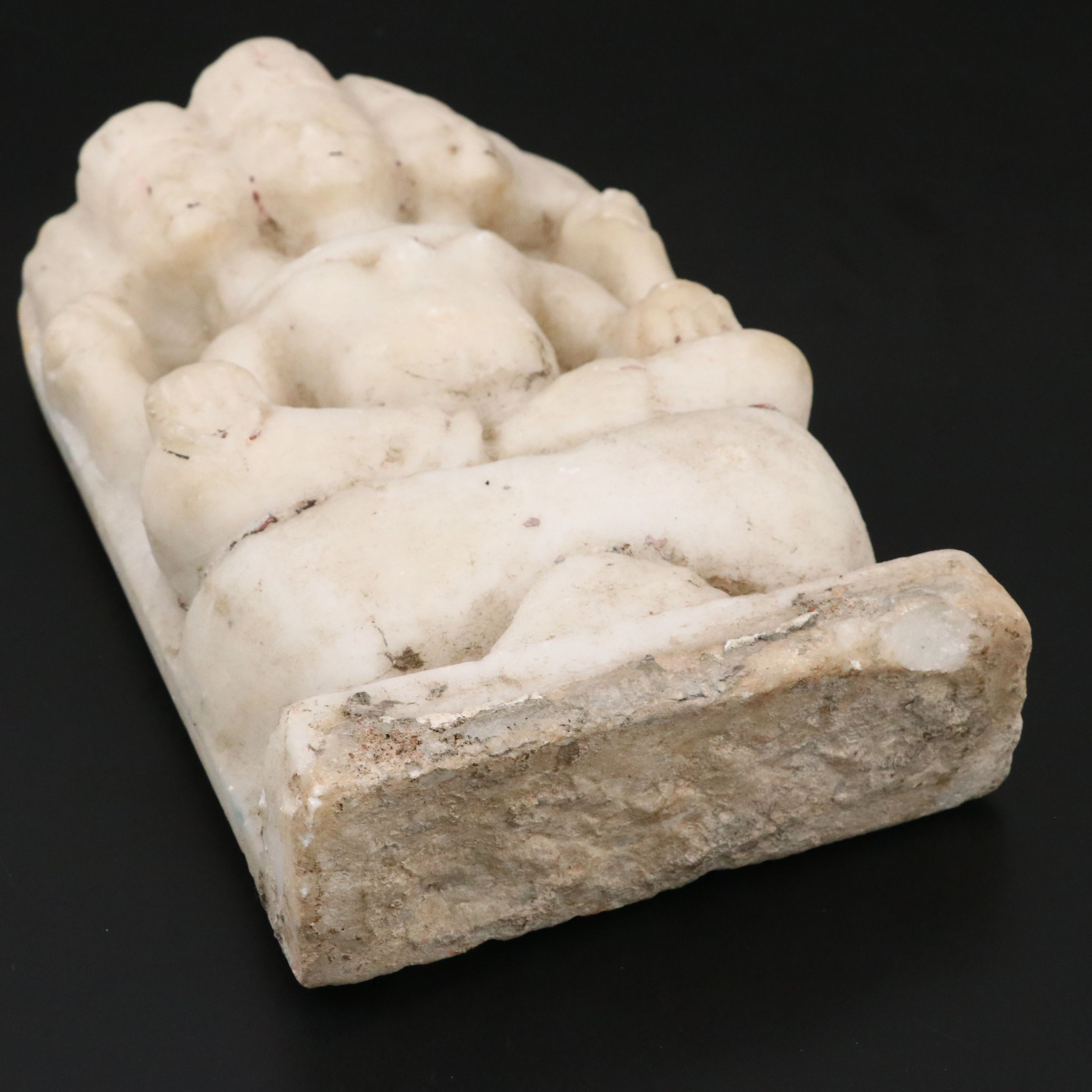 Antique Rajasthani Hindi Carved Marble Stele of Brahma, 19th Century