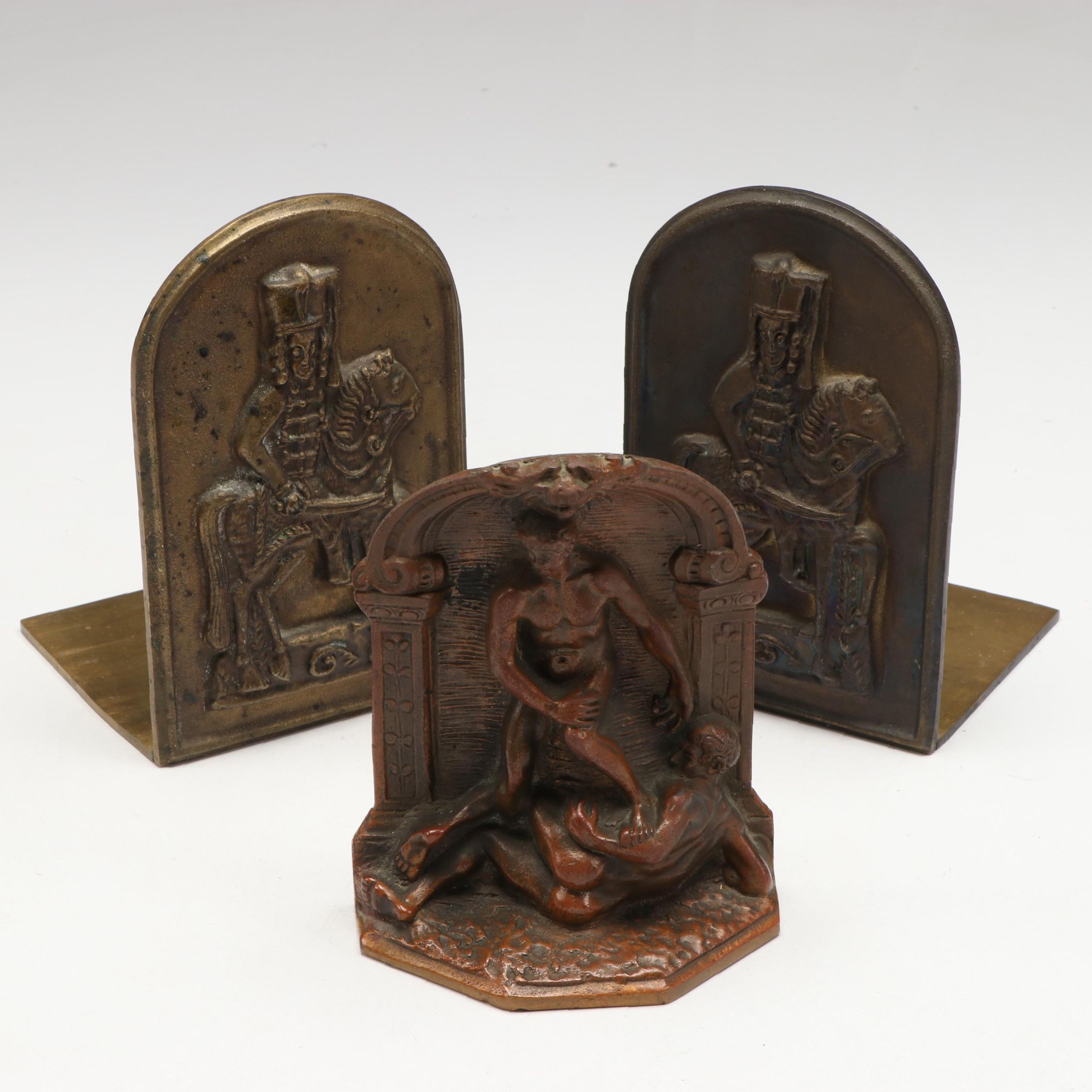 Brass and Copper Finish Metal Bookends