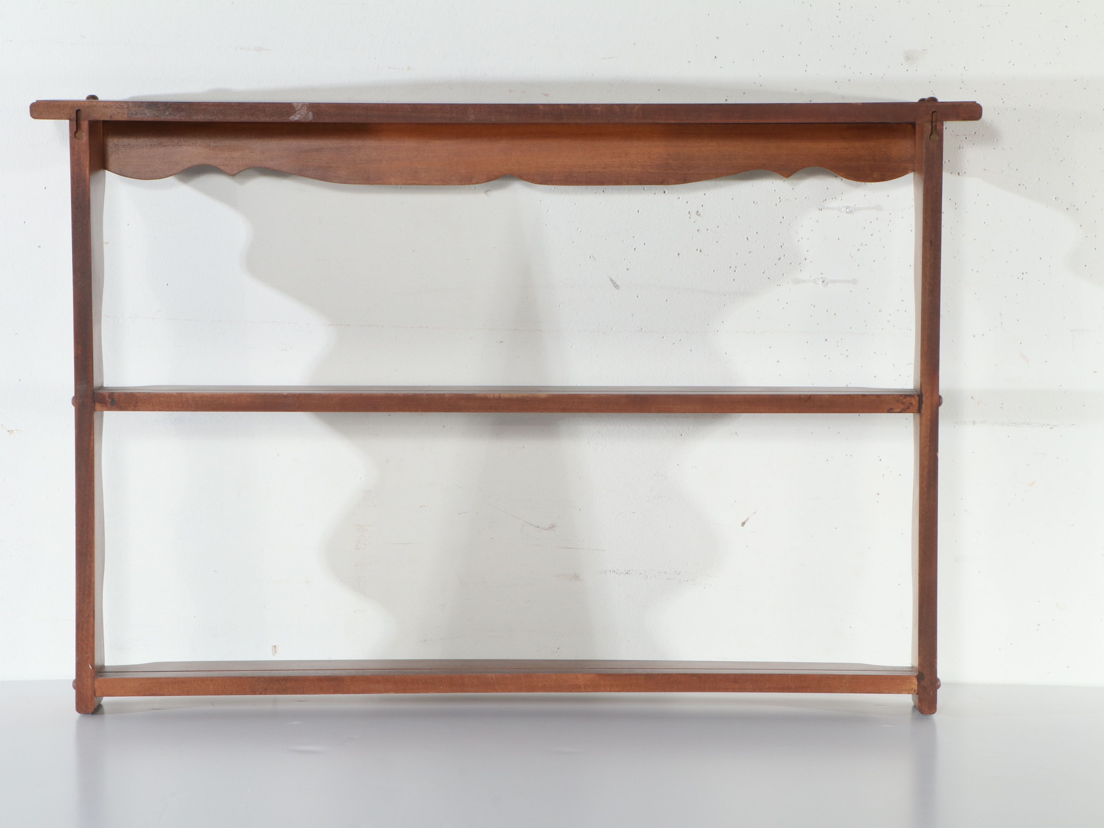 Colonial Style Walnut Wall Hanging Shelf, Mid to Late 20th Century