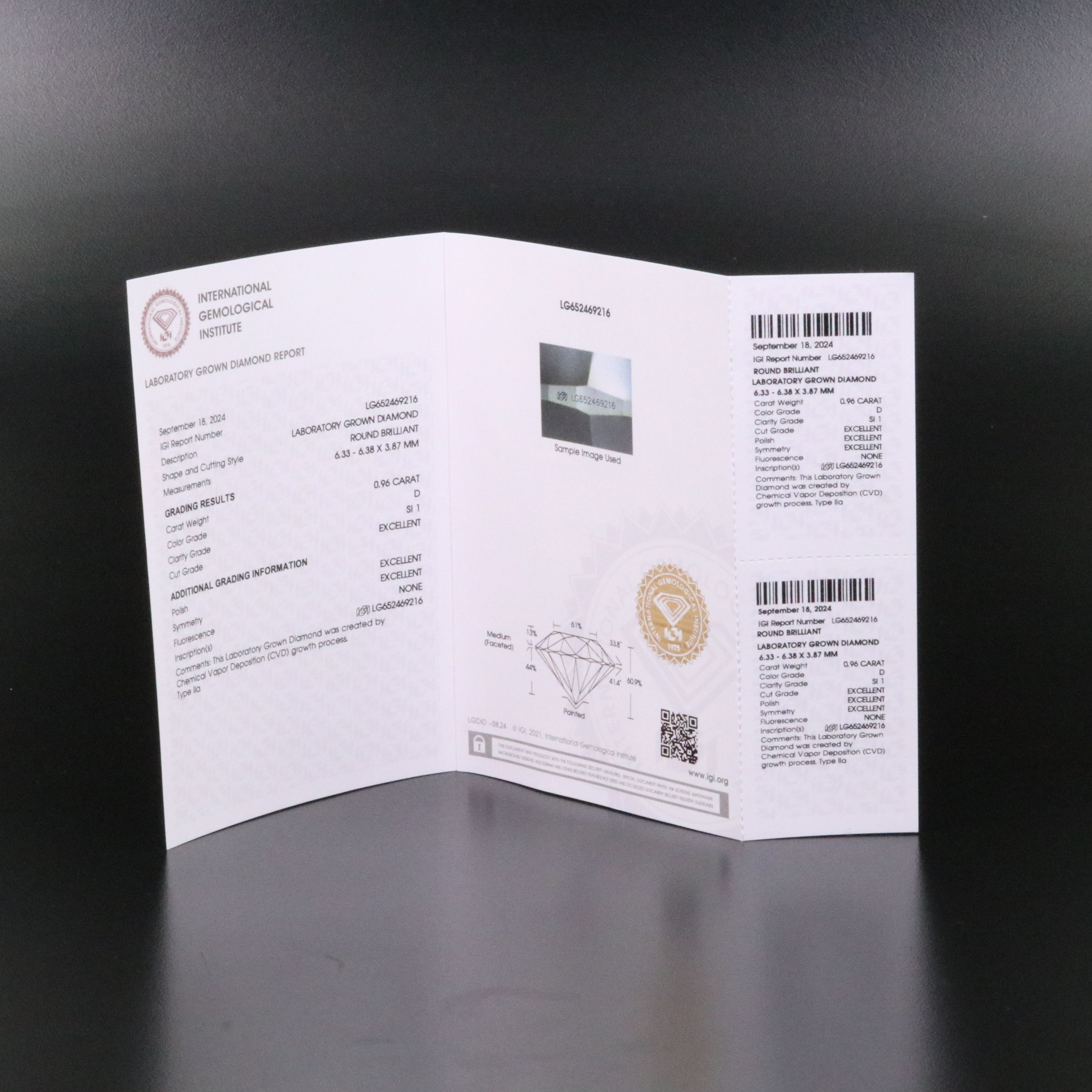 Loose 0.96 CT Lab Grown Diamond with IGI Report