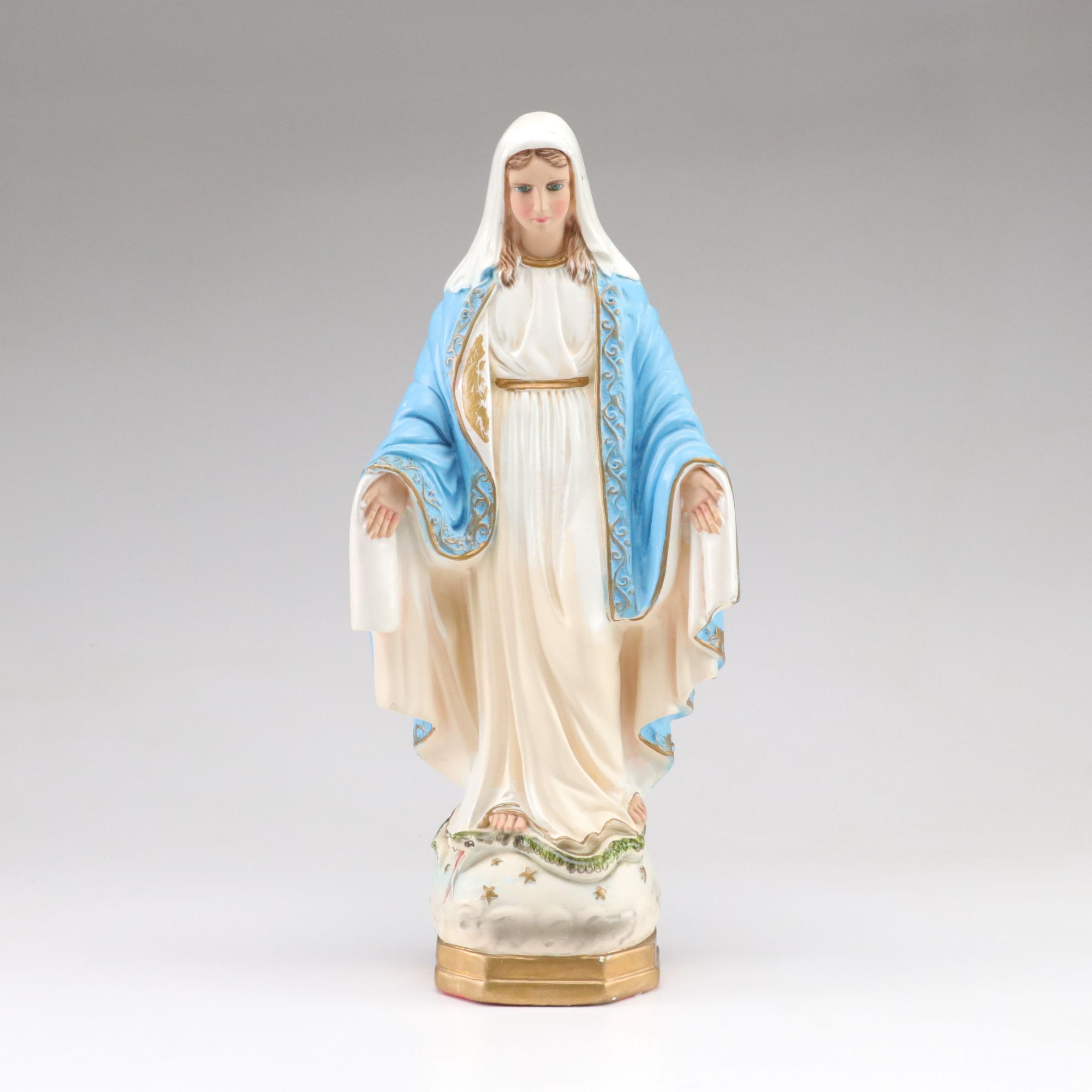 Columbia Statuary Italian Chalkware "Our Lady Grace" Mary Statue, 1960