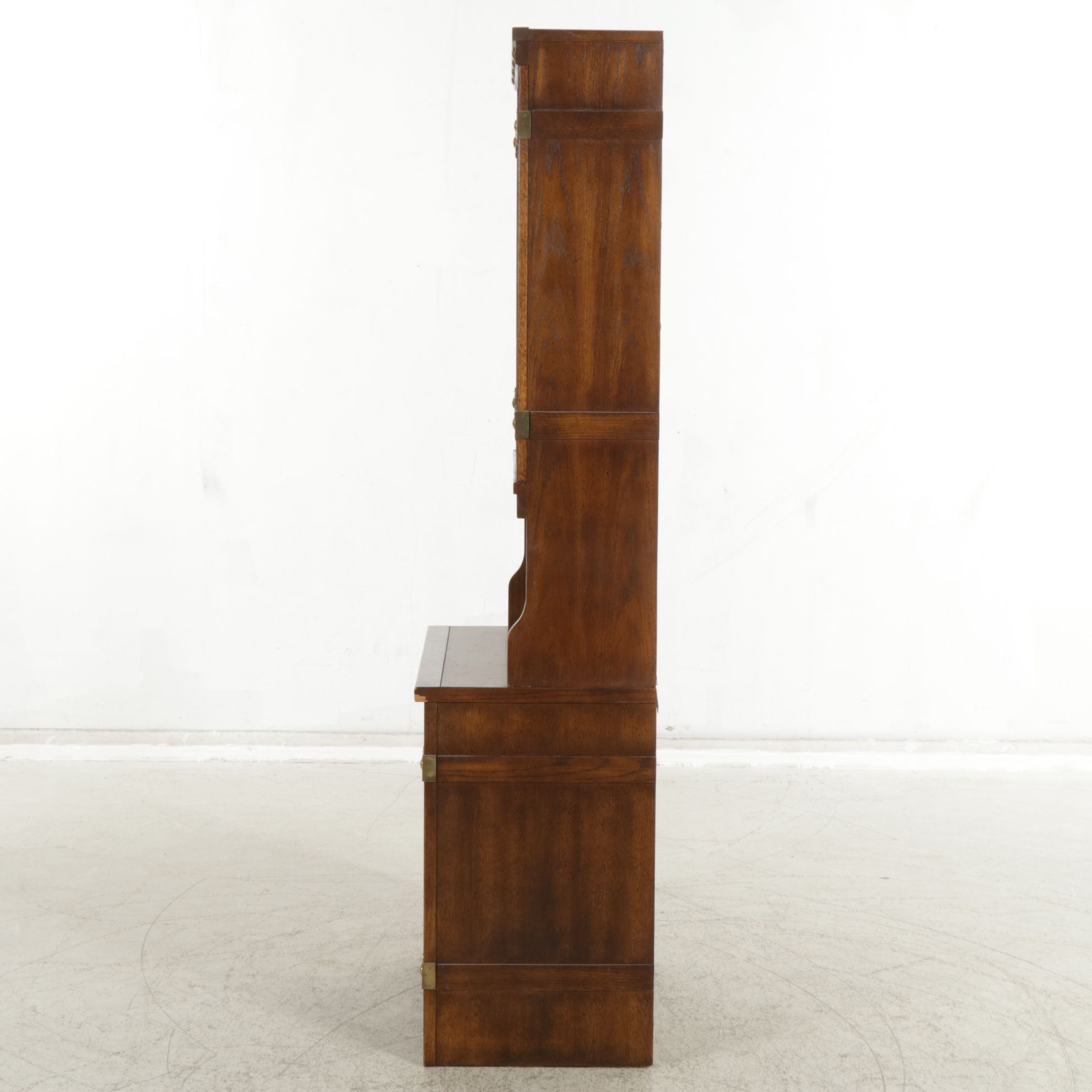 Glick's Furniture Oak Commode and Bookcase Hutch, Late 20th Century