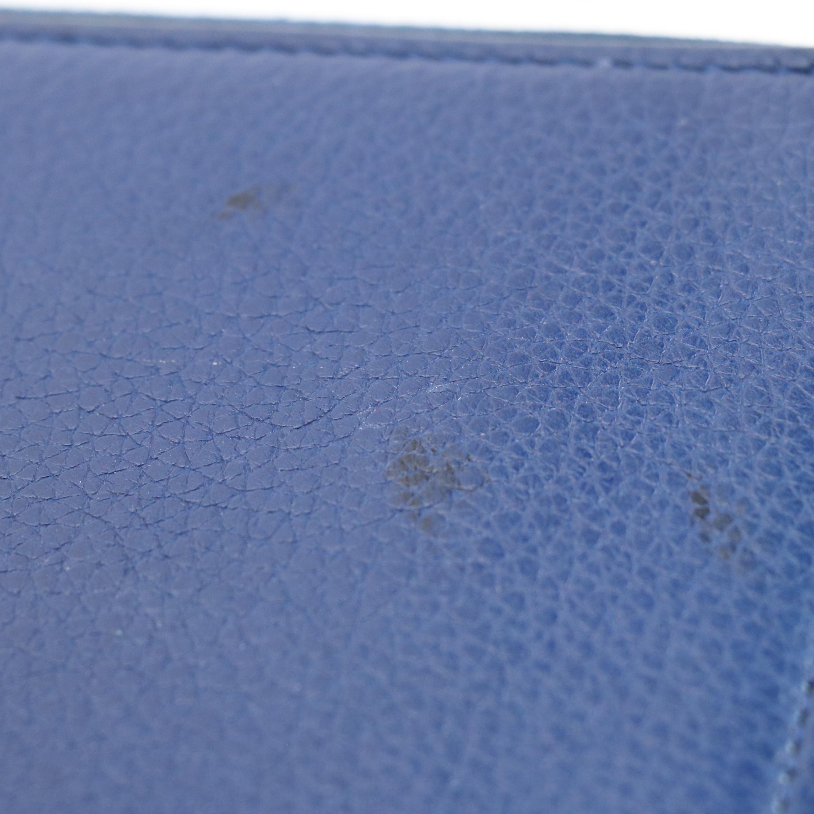 Dior Homme Blue Grained Leather Double Zip Wristlet Wallet