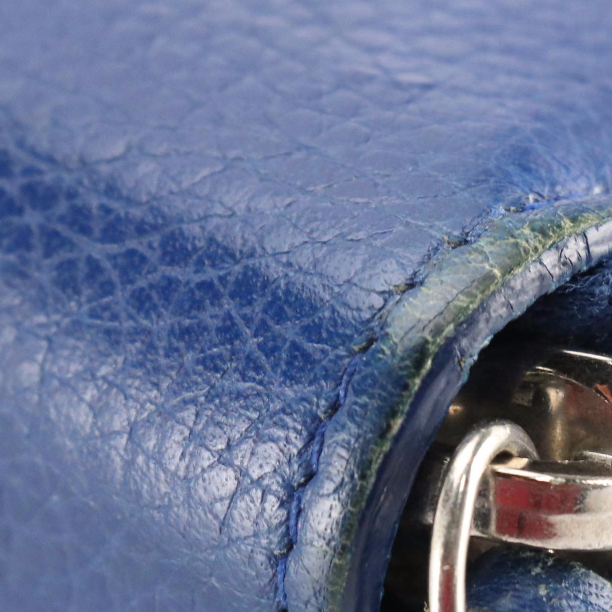 Dior Homme Blue Grained Leather Double Zip Wristlet Wallet