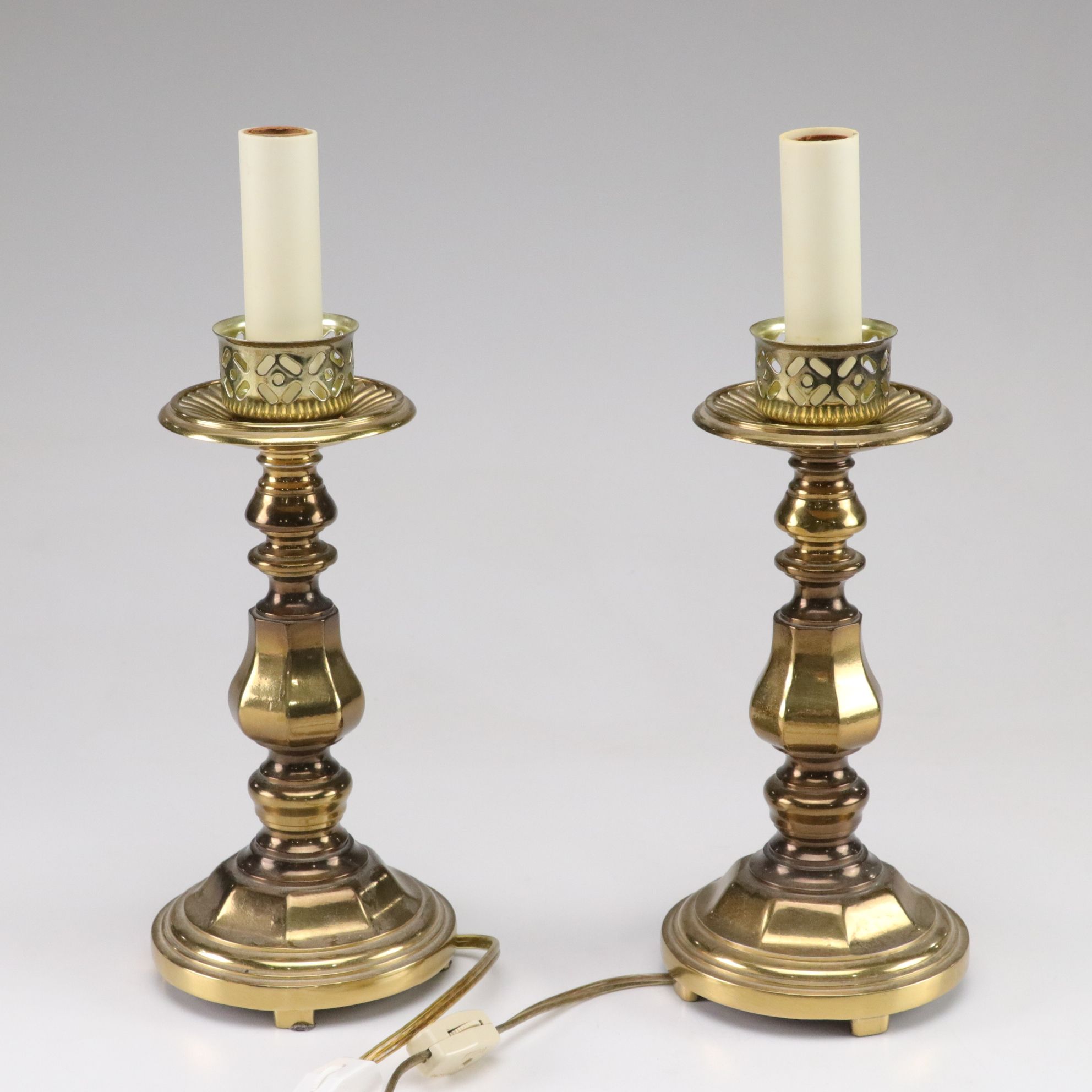 Brass Candlestick Lamps, Mid to Late 20th Century