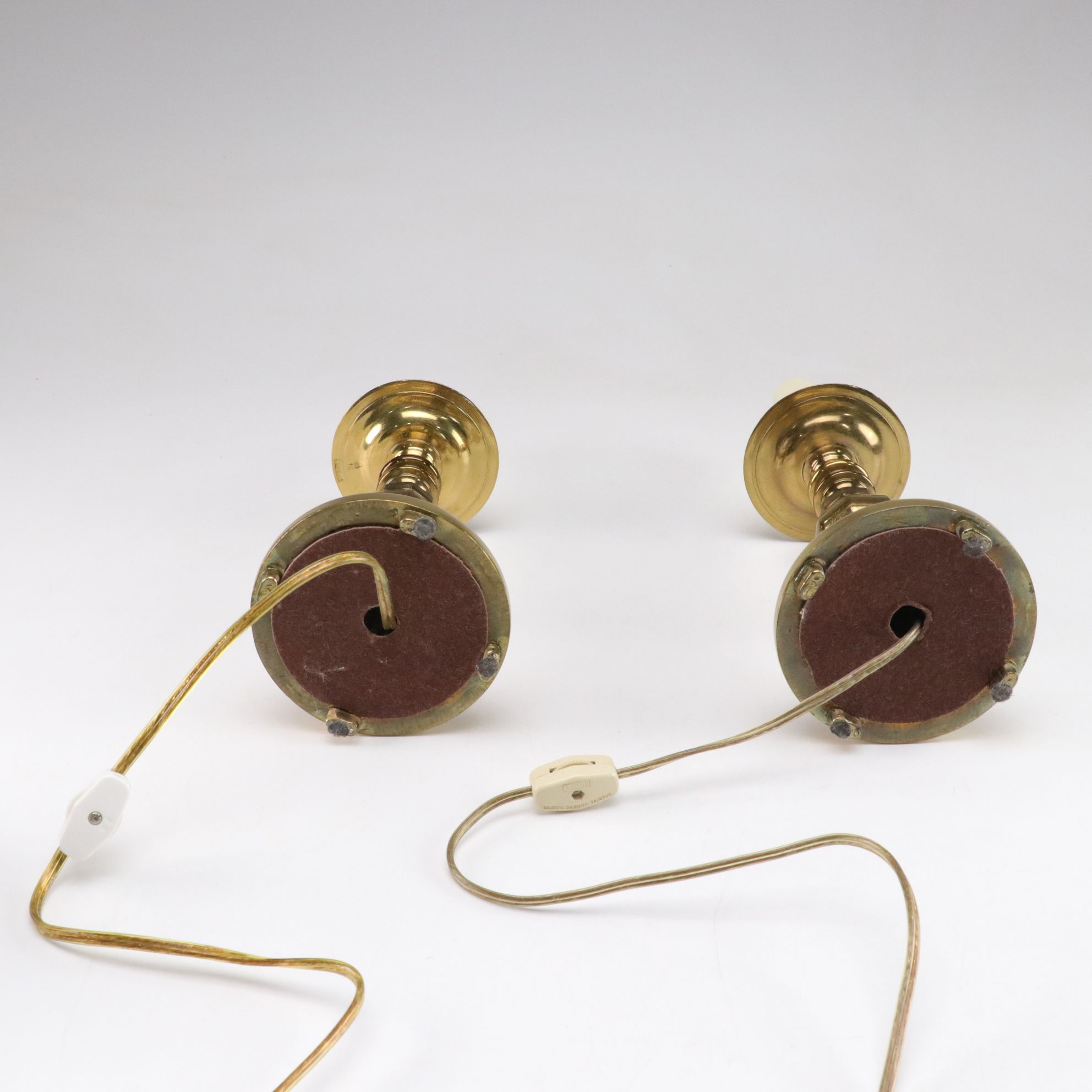 Brass Candlestick Lamps, Mid to Late 20th Century