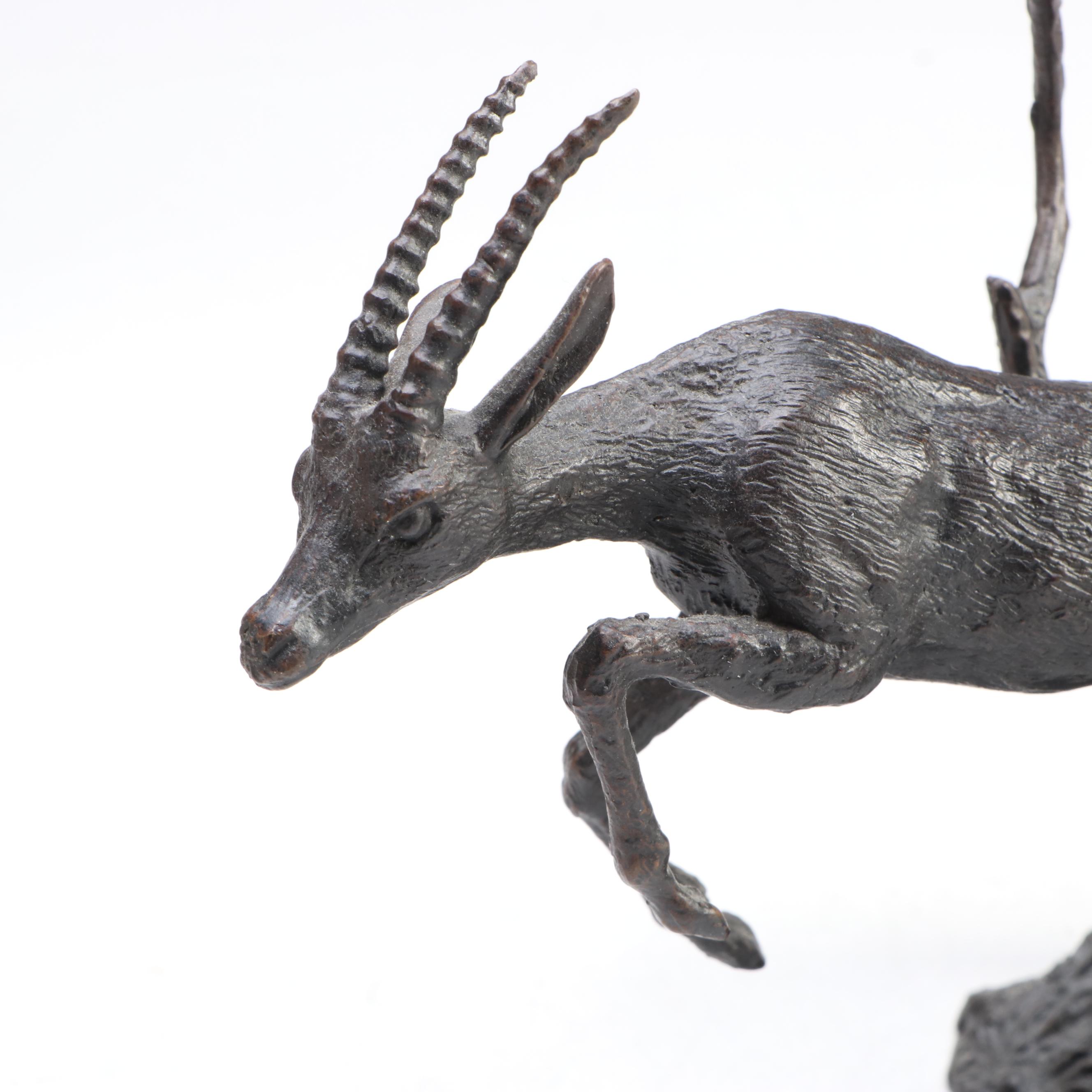 Gorham "Cheetah and Gazelle" Bronze Sculpture, Late 20th Century