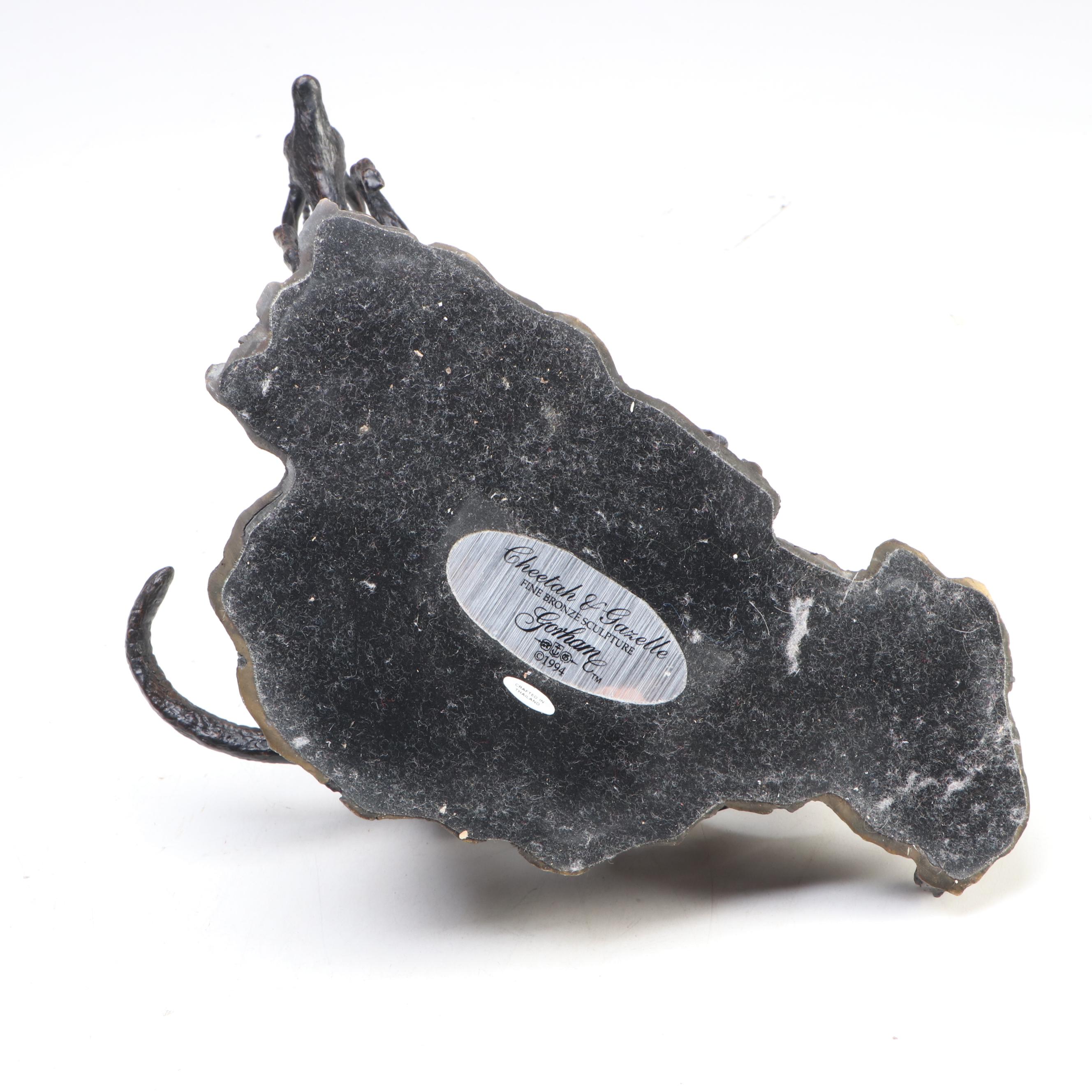 Gorham "Cheetah and Gazelle" Bronze Sculpture, Late 20th Century