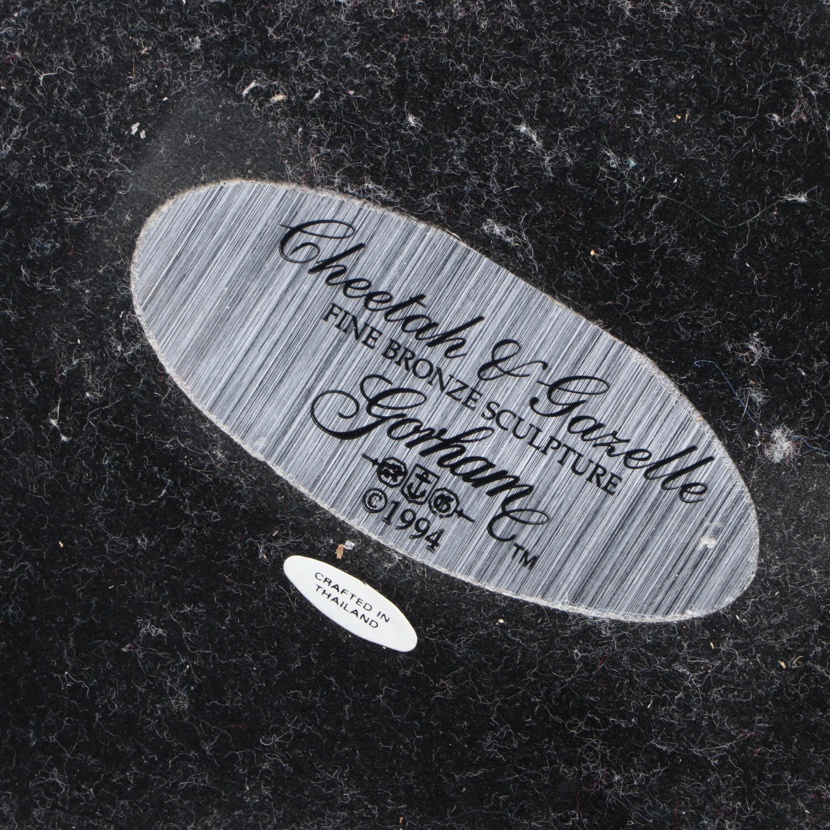 Gorham "Cheetah and Gazelle" Bronze Sculpture, Late 20th Century