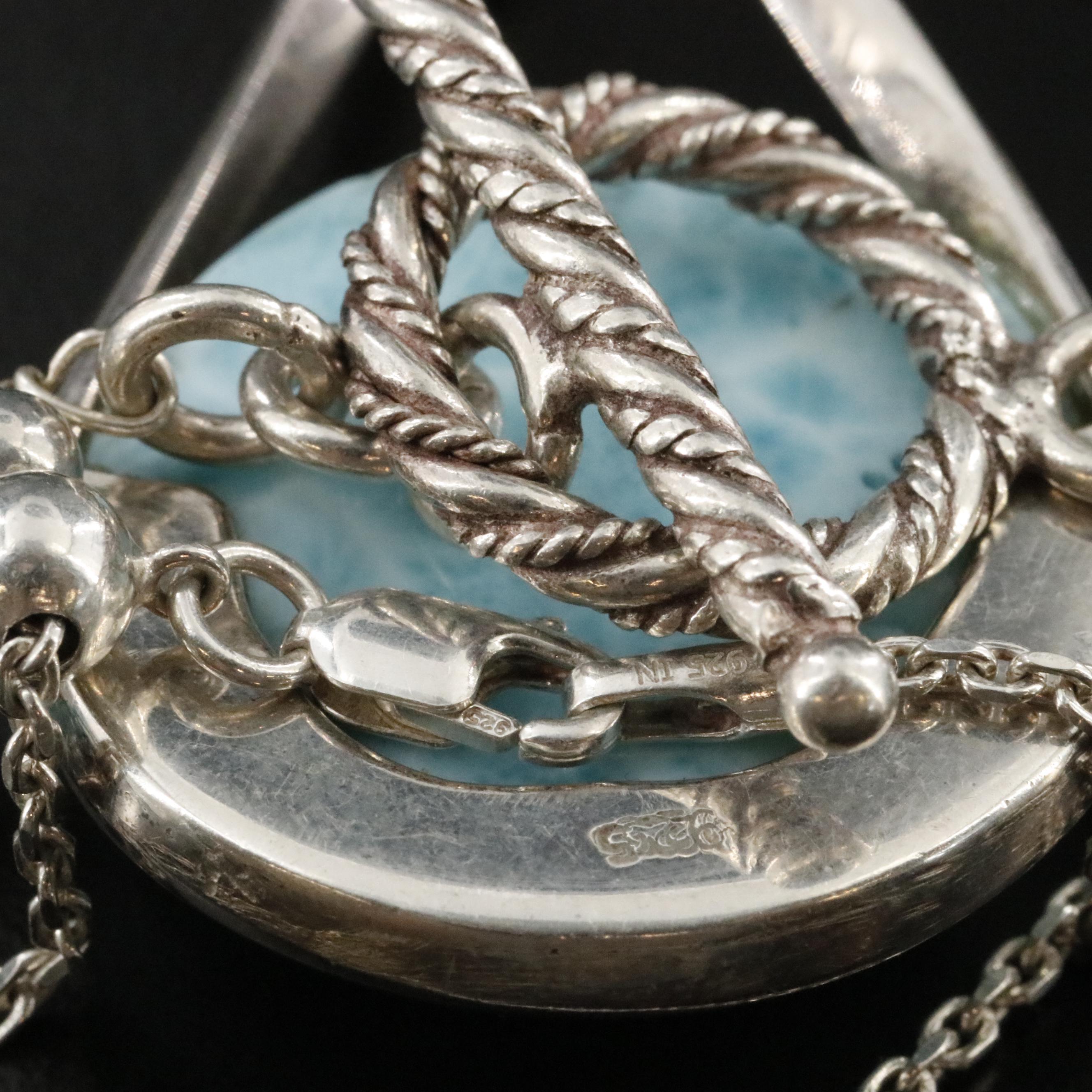 Sterling Malachite and Larimar Necklaces