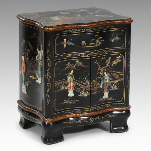 Chinese Embellished and Lacquered Wood Commode, Late 20th Century