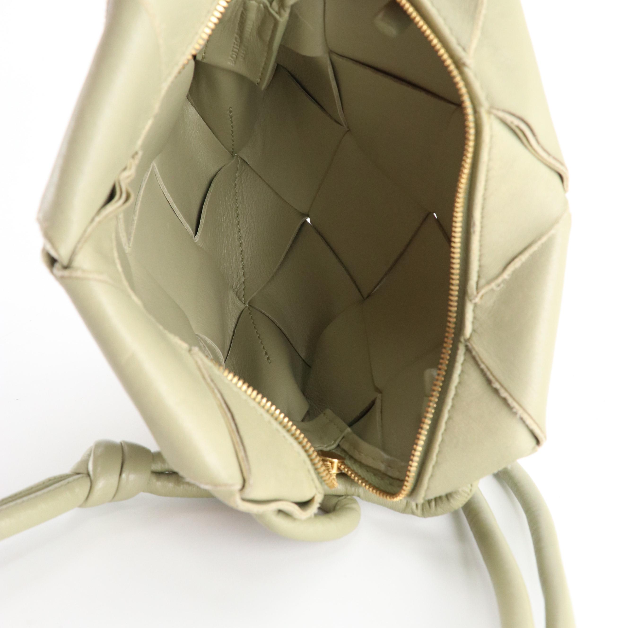 Bottega Veneta Mini Cassette Box Bag in Sage Green Maxi Intrecciato Leather