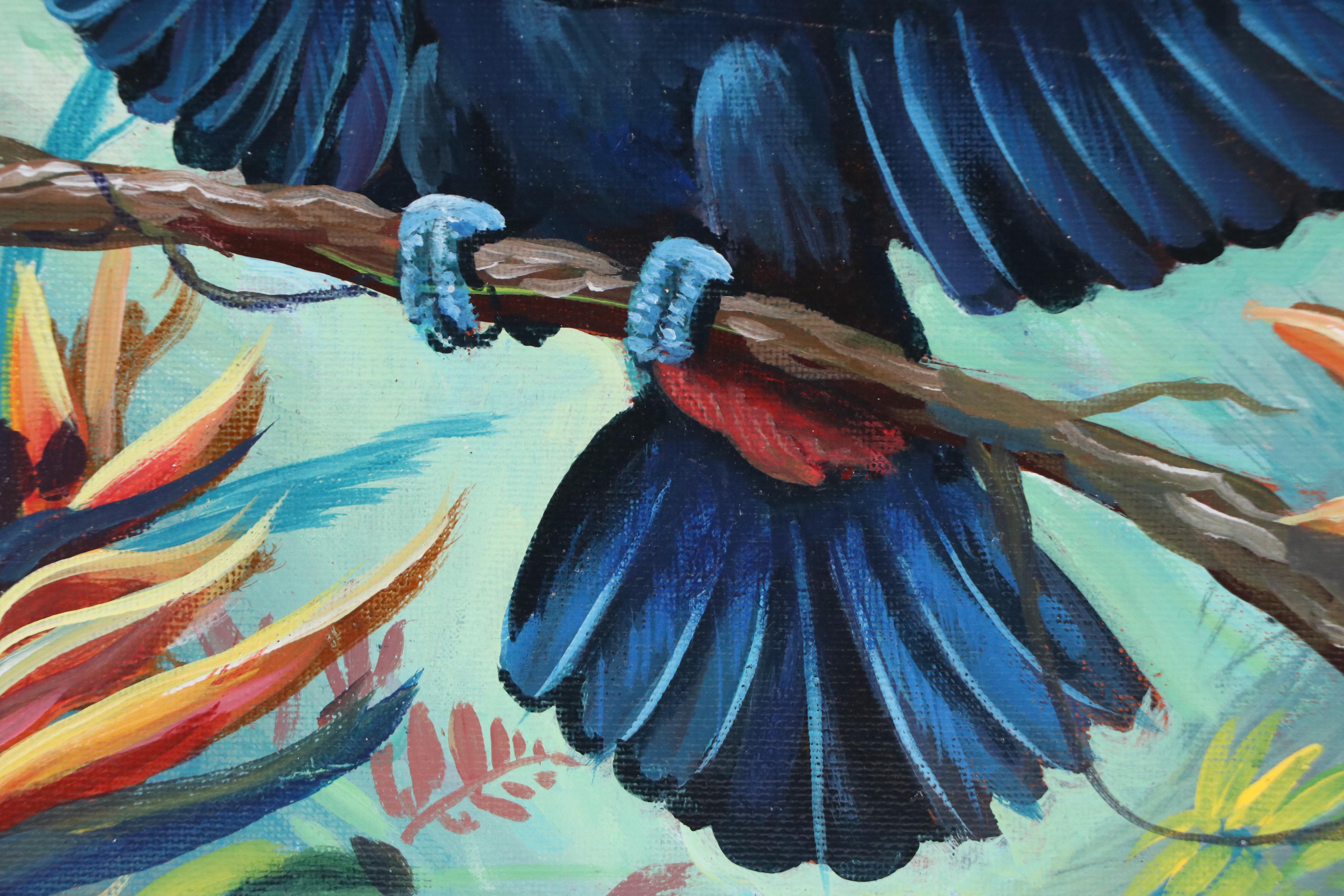 J. Murillo Acrylic Painting of Toucan in Jungle, 21st Century