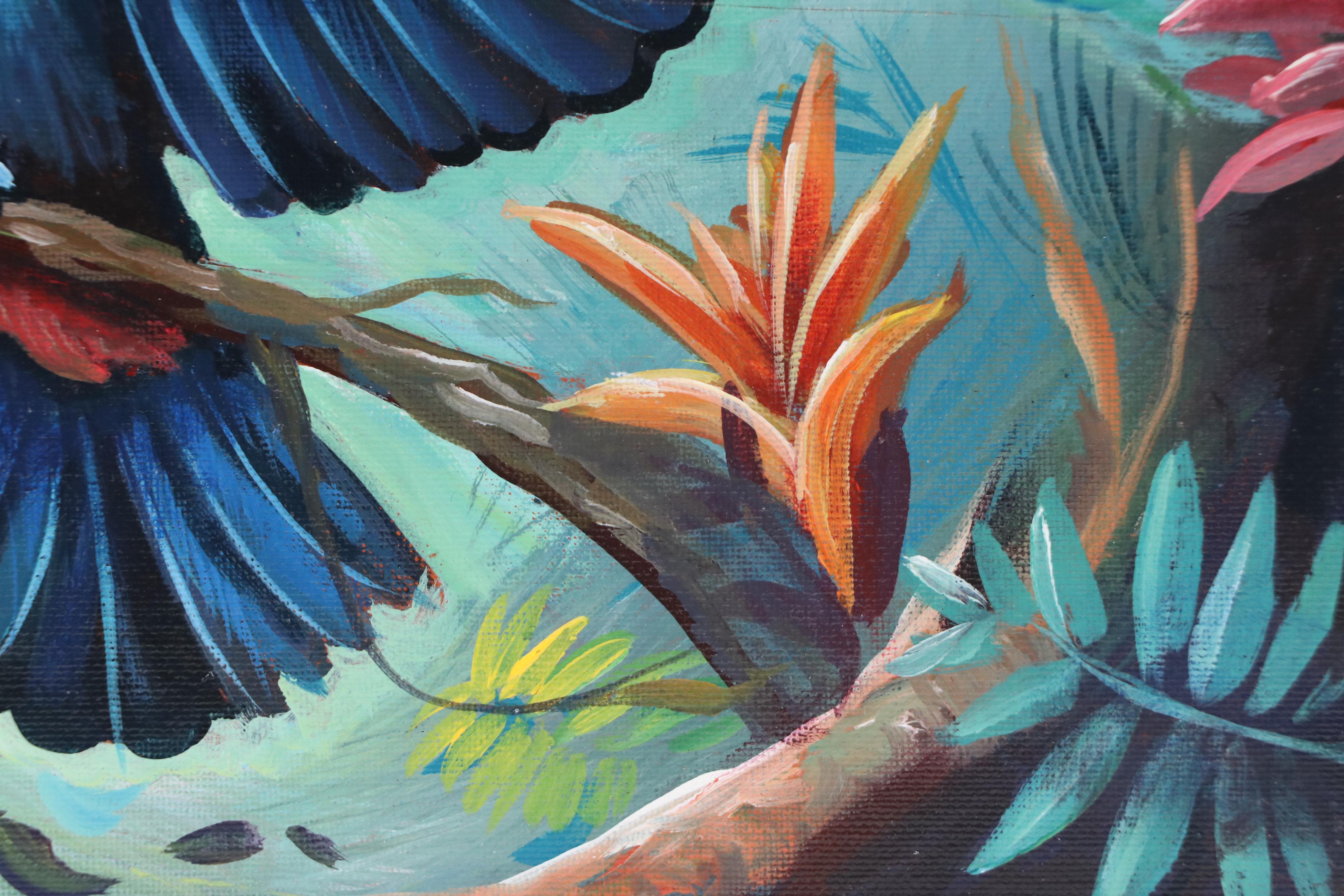 J. Murillo Acrylic Painting of Toucan in Jungle, 21st Century