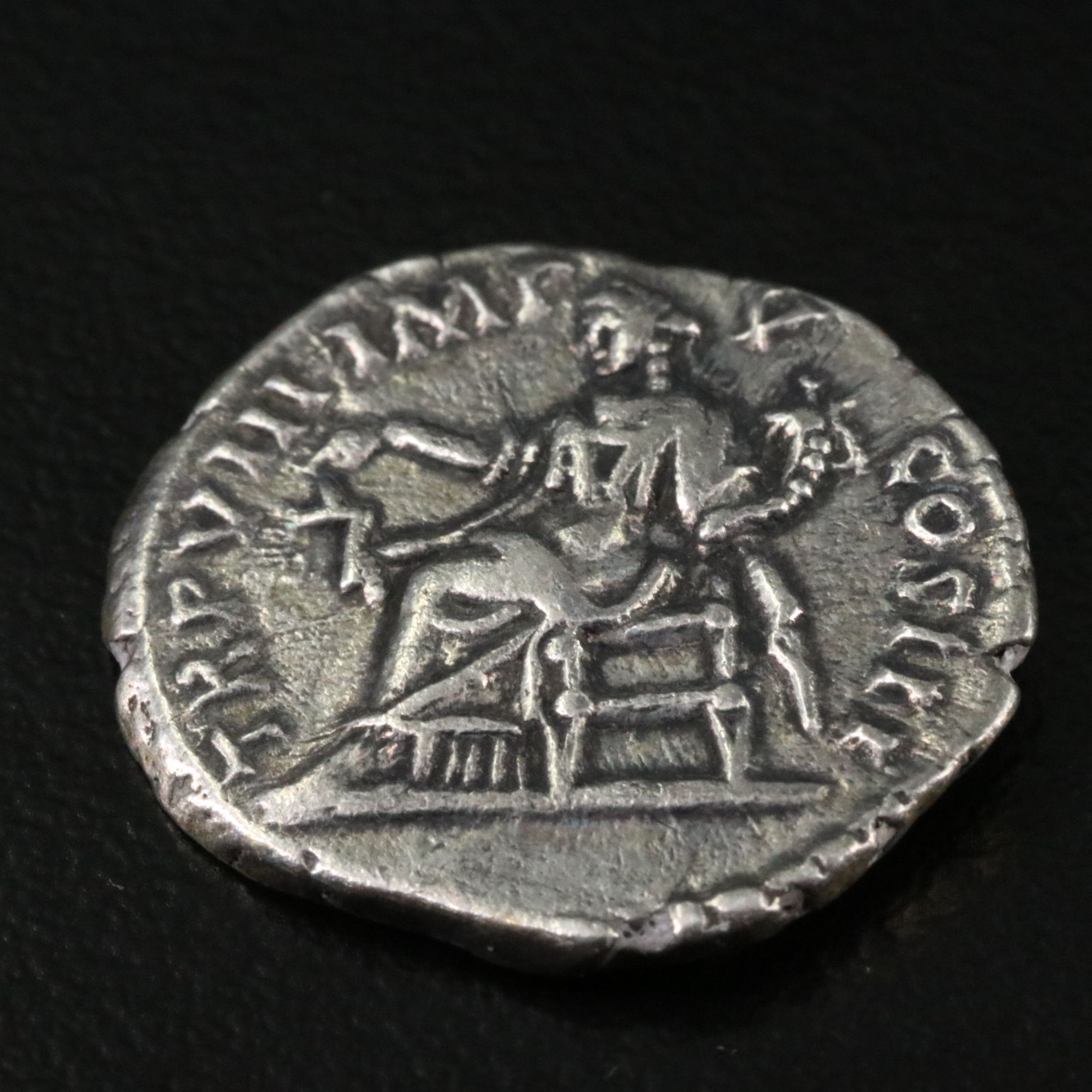 Ancient Roman Imperial AR Denarius Coin of Lucius Verus, ca. 167 A.D.