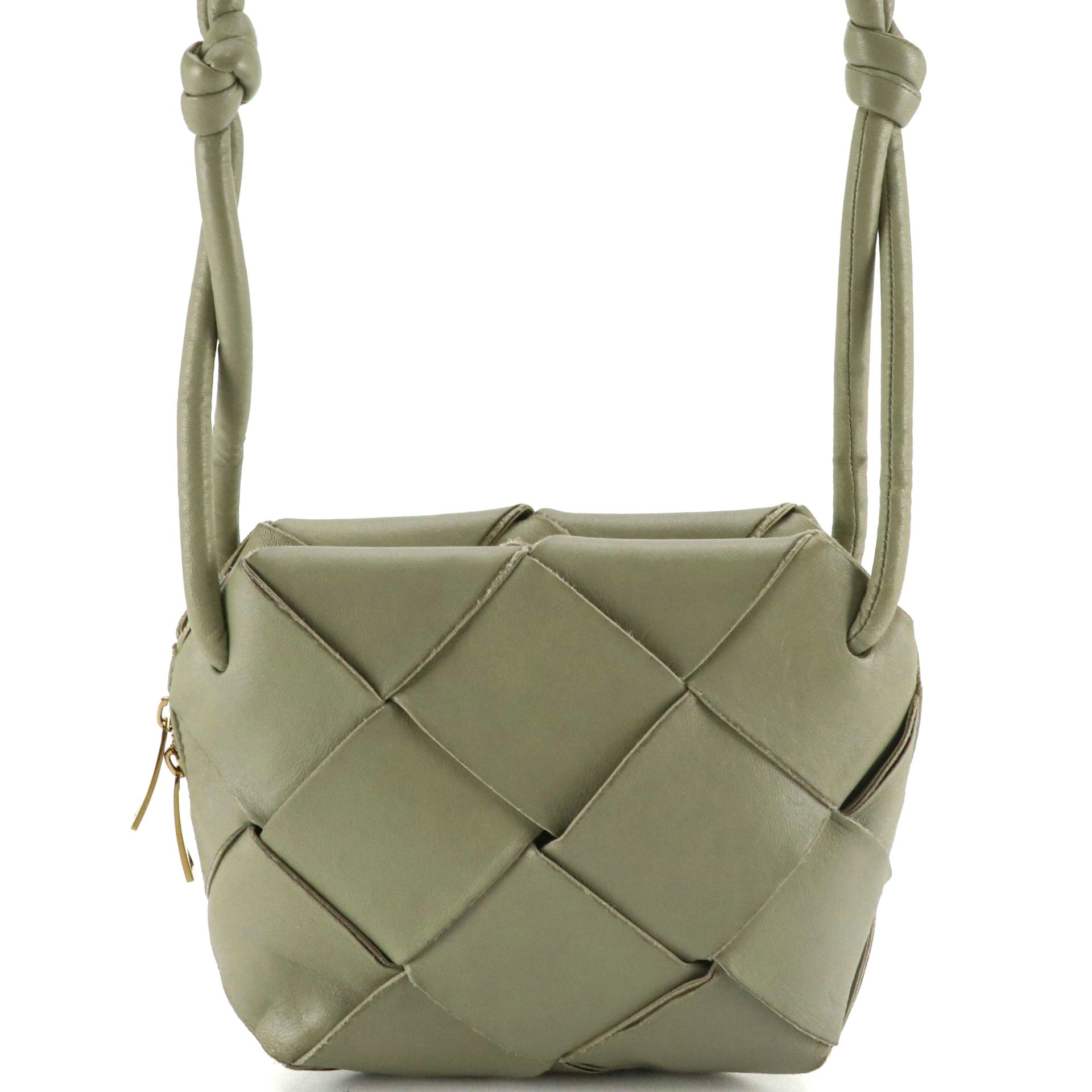Bottega Veneta Mini Cassette Box Bag in Sage Green Maxi Intrecciato Leather