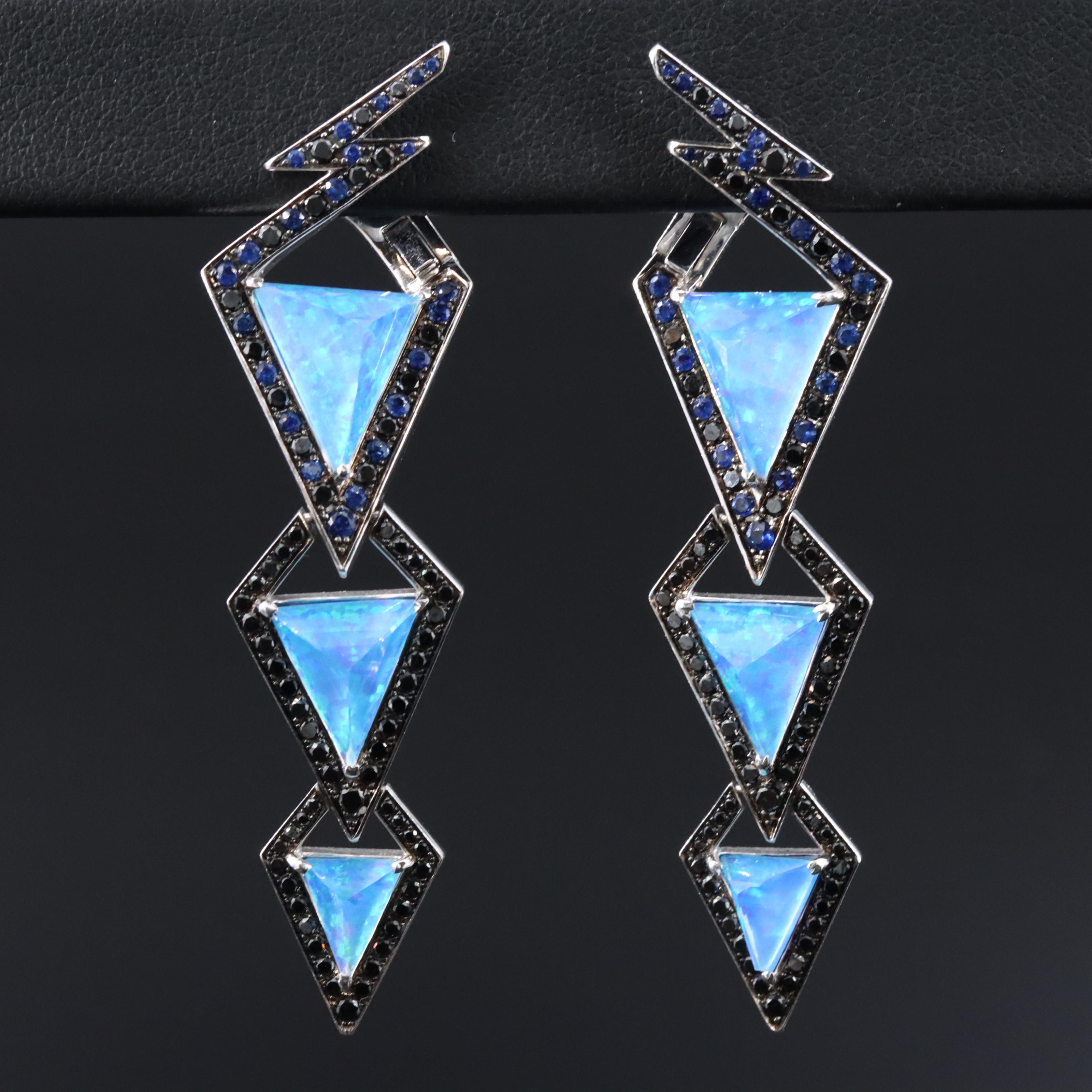 Stephen Webster "Lady Stardust" 18K Opal Doublet, Diamond and Sapphire Earrings