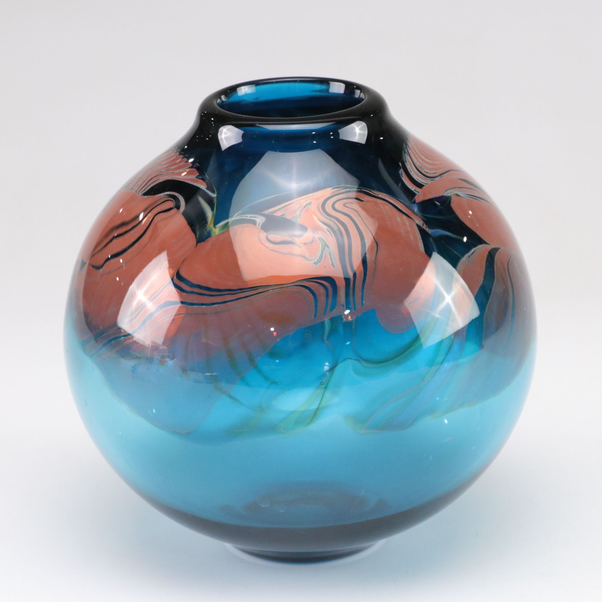 Brent Kee Young Signed Studio Art Glass Vase, 1999
