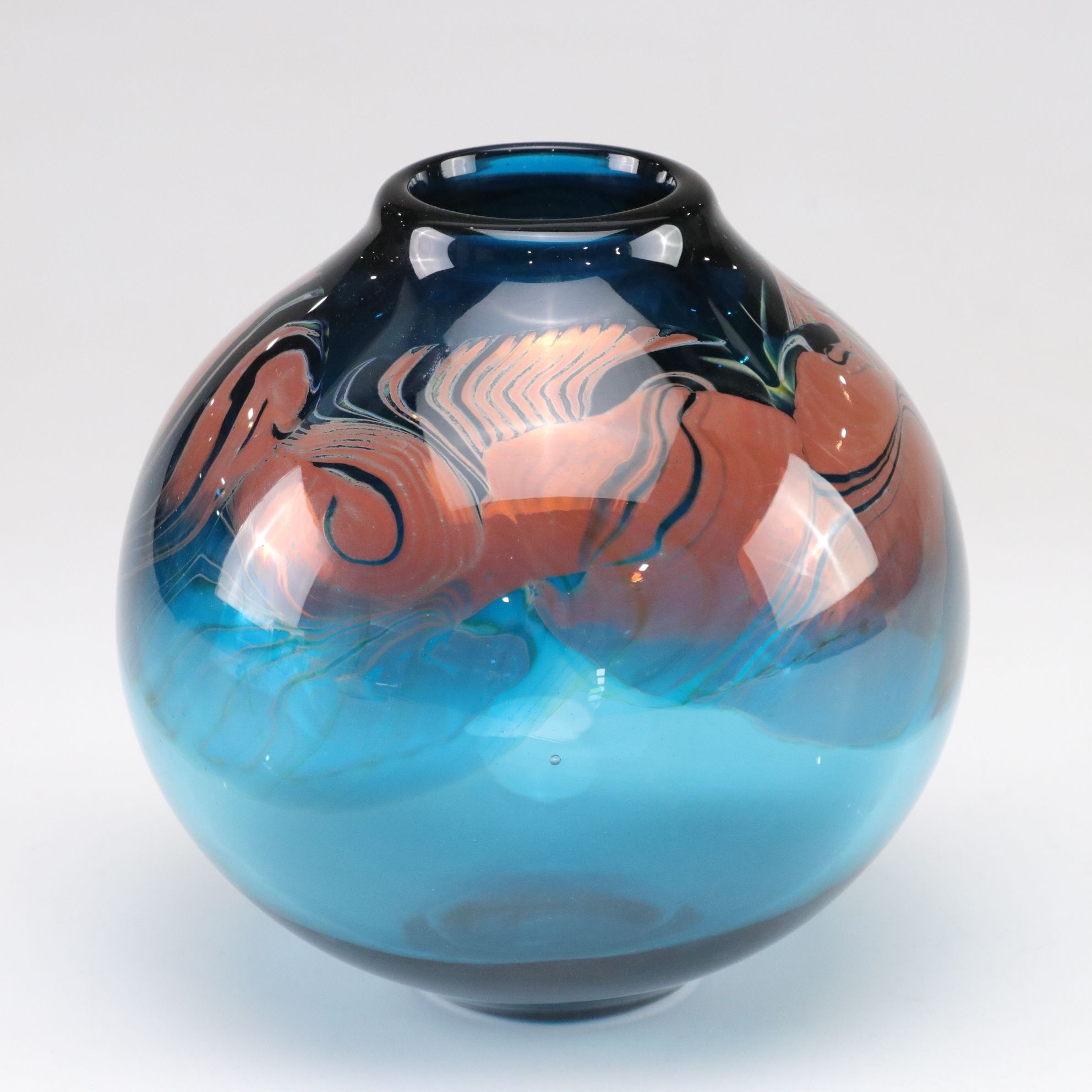 Brent Kee Young Signed Studio Art Glass Vase, 1999