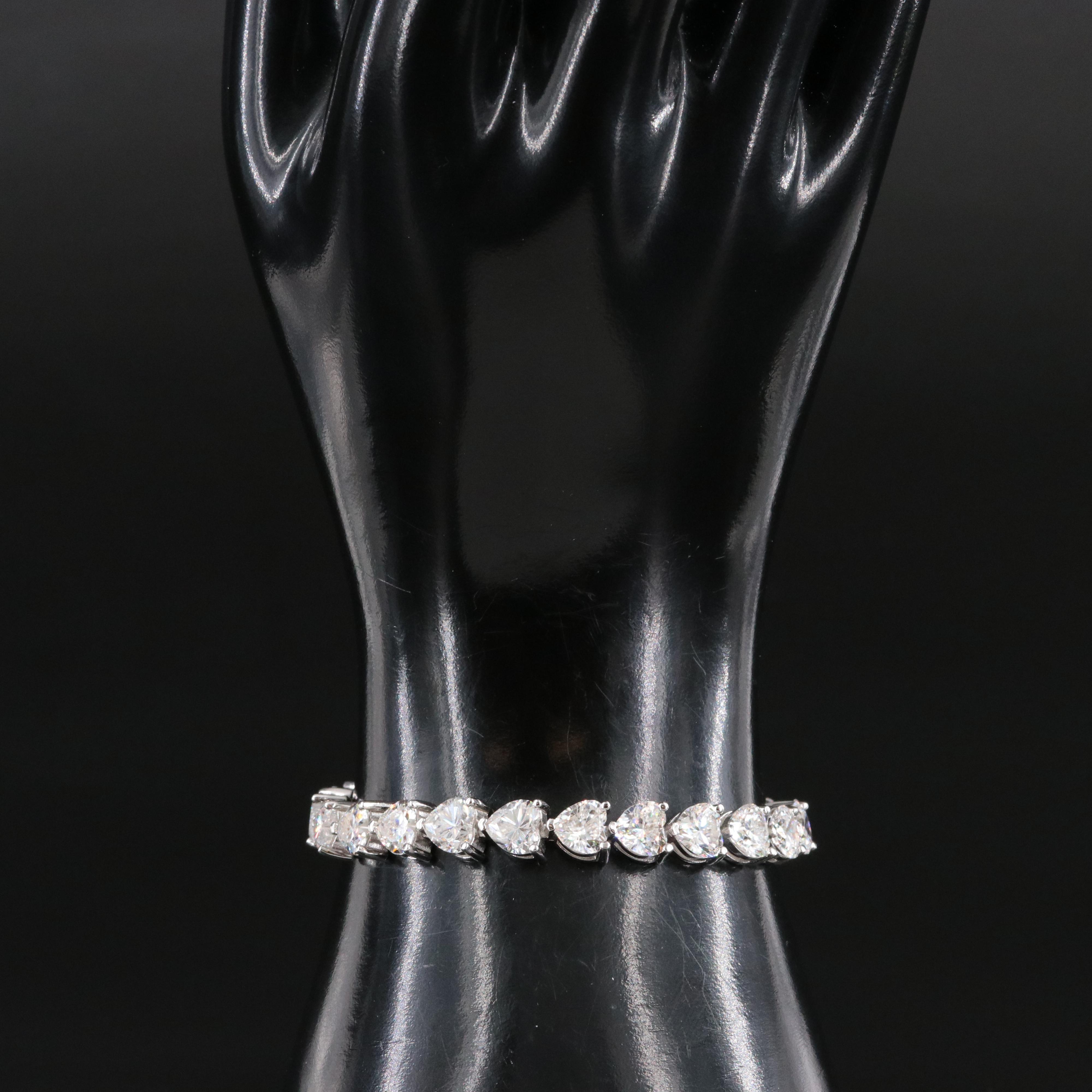 Sterling Moissanite Heart Bracelet